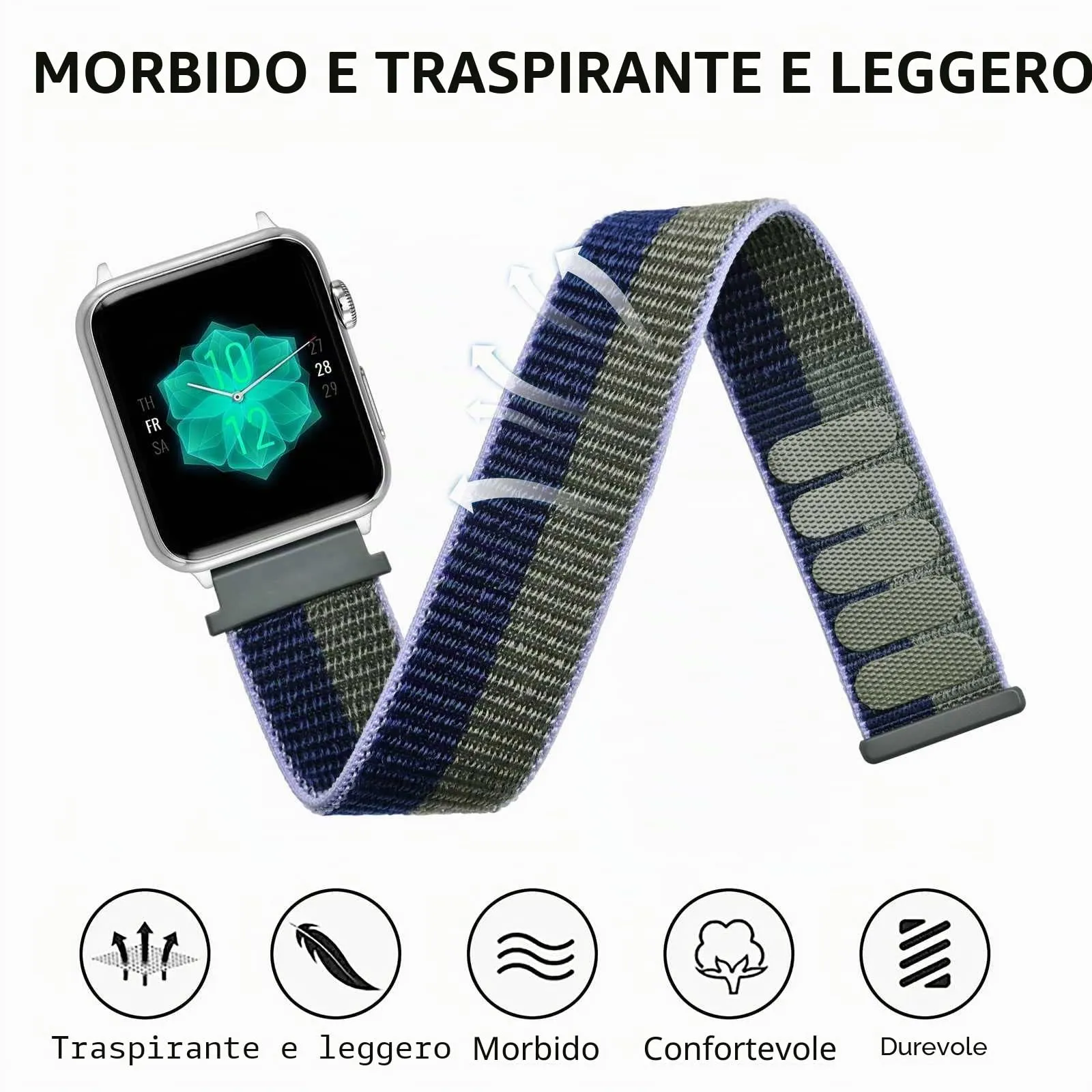 ANNEFIT Cinturino in Nylon 22mm, 2 Pezzi Regolabile a Sgancio Rapido (Nero e Blu Verde) - immagine 4