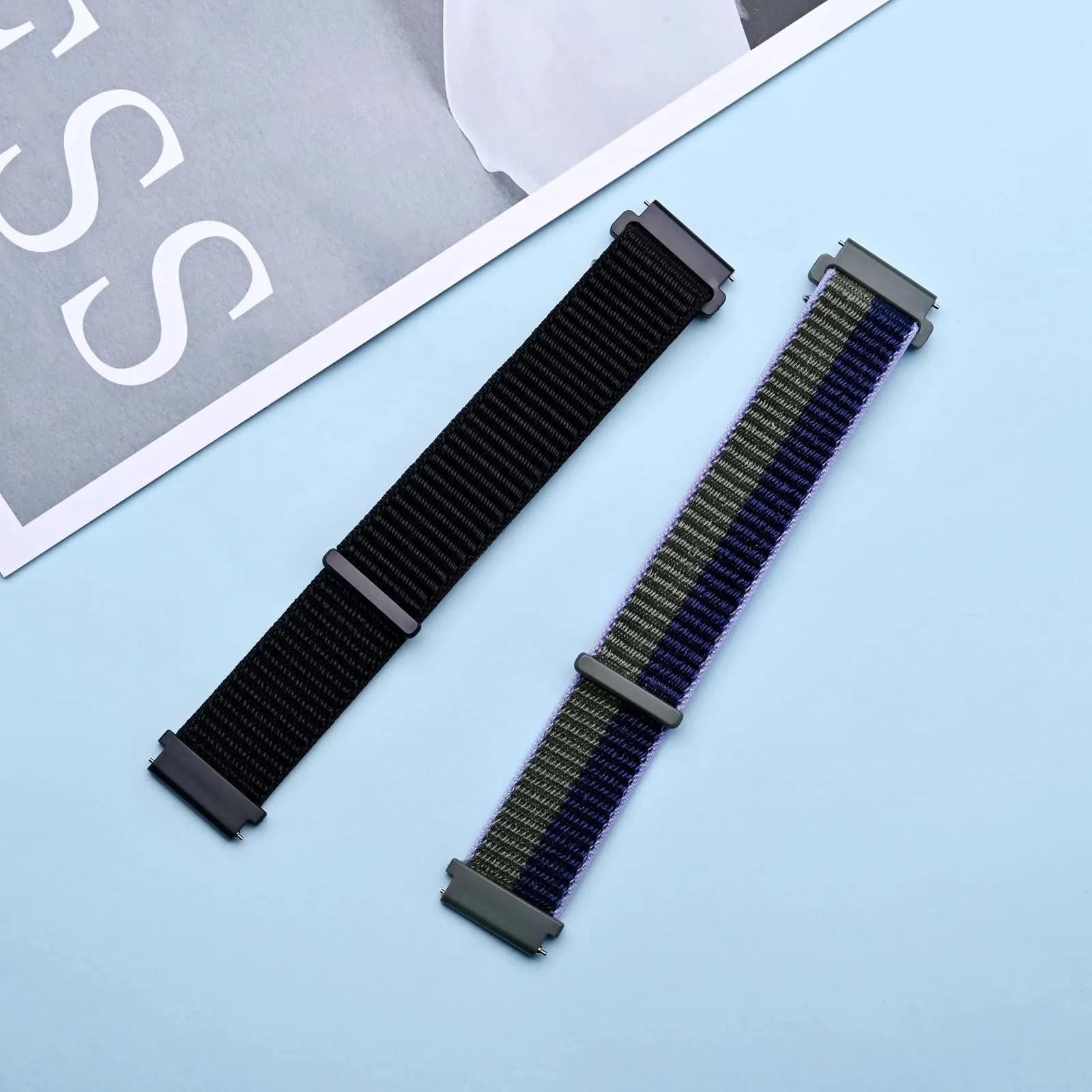 ANNEFIT Cinturino in Nylon 22mm, 2 Pezzi Regolabile a Sgancio Rapido (Nero e Blu Verde) - immagine 8