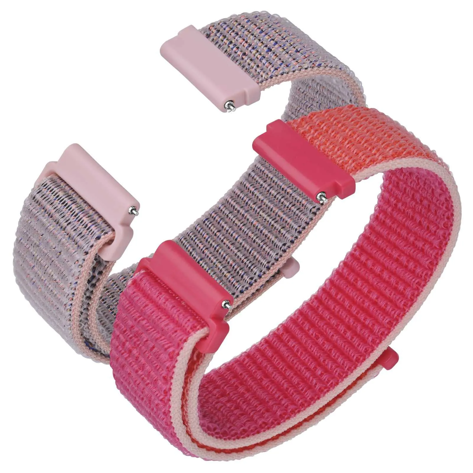 ANNEFIT Cinturino in Nylon 20mm, 2 Pezzi Regolabile Sport a Sgancio Rapido per Uomo e Donna (Rosa e Rosso) - immagine 1