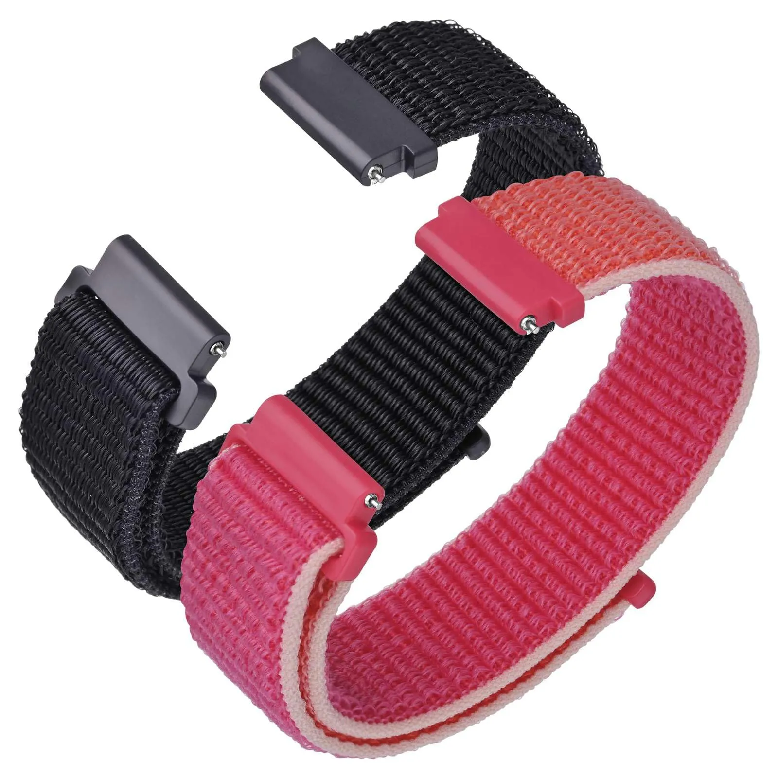 ANNEFIT Cinturino in Nylon 18mm, 2 Pezzi Regolabili a Sgancio Rapido (Nero e Rosso) - immagine 1
