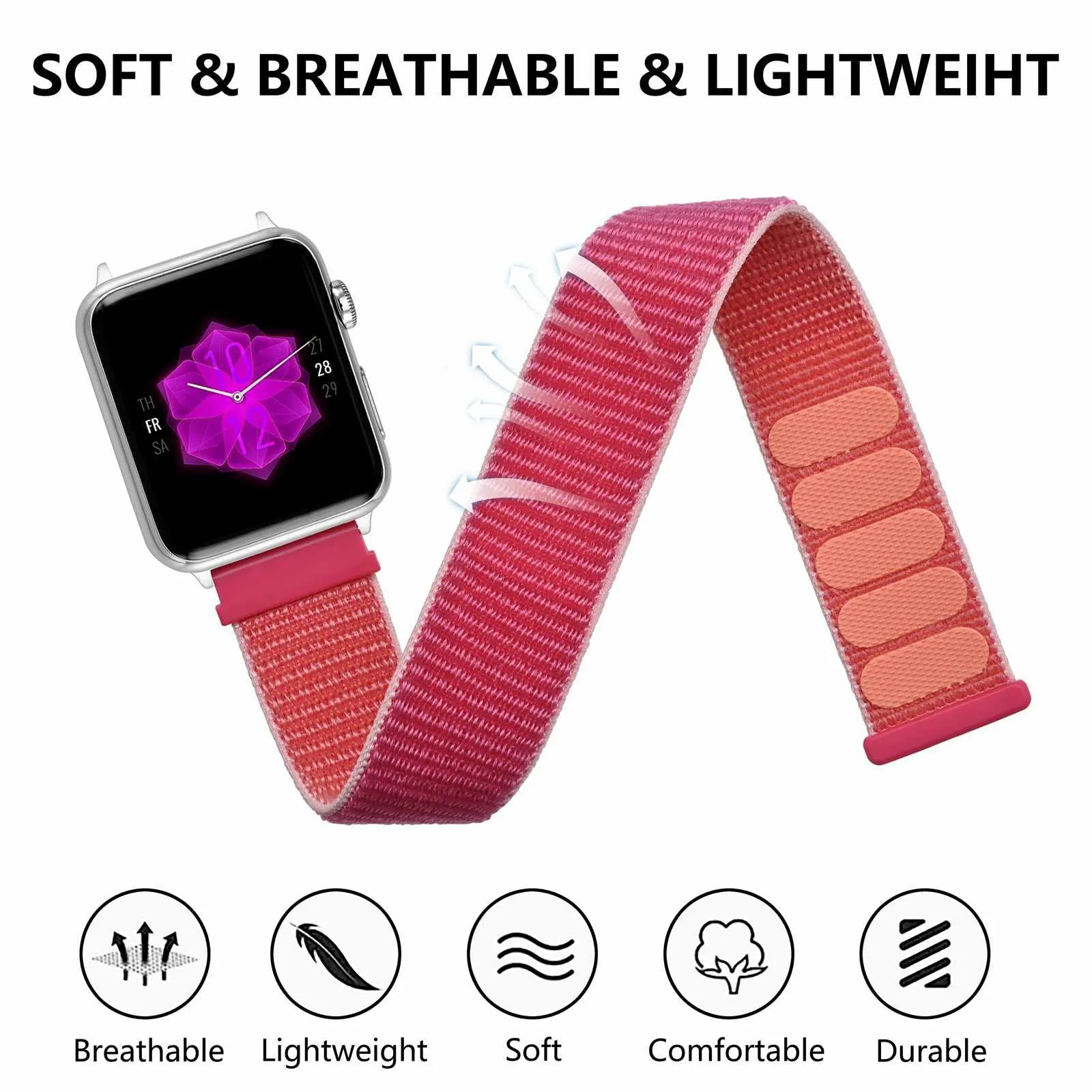 ANNEFIT Cinturino in Nylon 18mm, 2 Pezzi Regolabili a Sgancio Rapido (Nero e Rosso) - immagine 4
