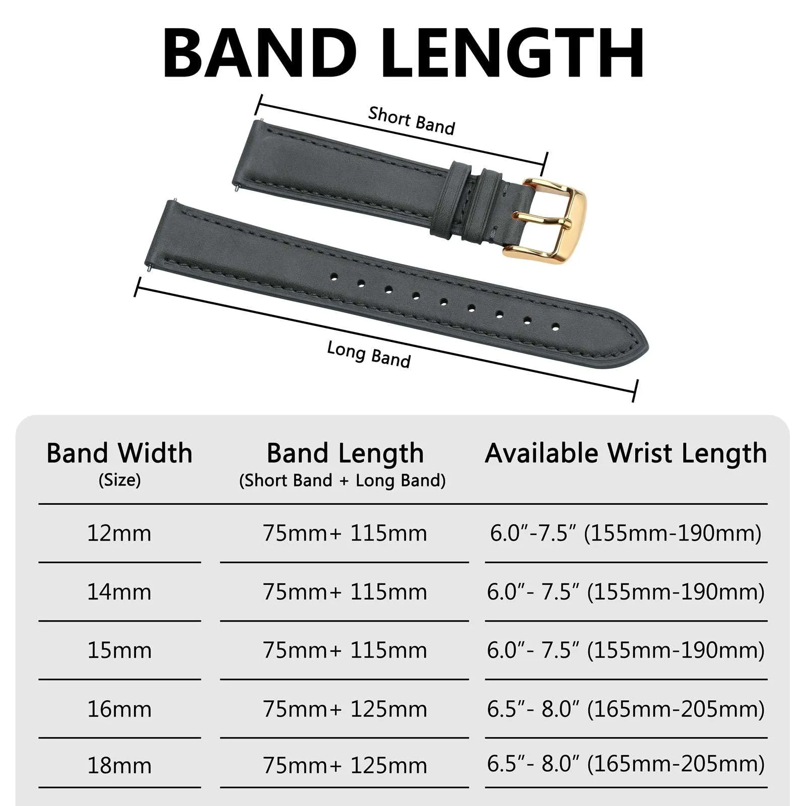 BISONSTRAP Cinturino in Pelle con Sgancio Rapido, 18mm, Grigio Scuro (Fibbia Oro) - immagine 8