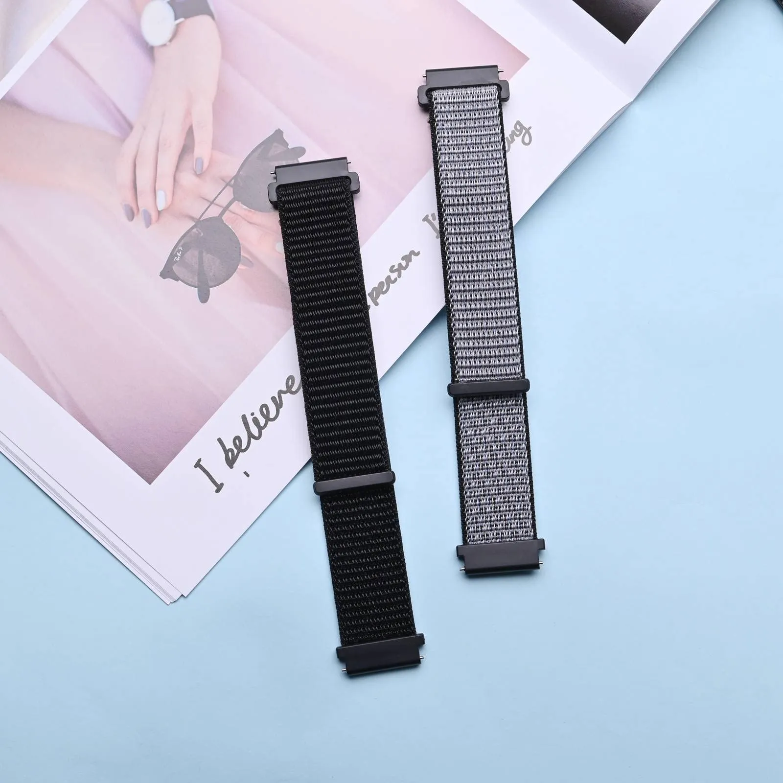 ANNEFIT Cinturino in Nylon 16mm, 2 Pezzi Regolabile Sport a Sgancio Rapido per Uomo e Donna (Nero e Grigio) - immagine 7