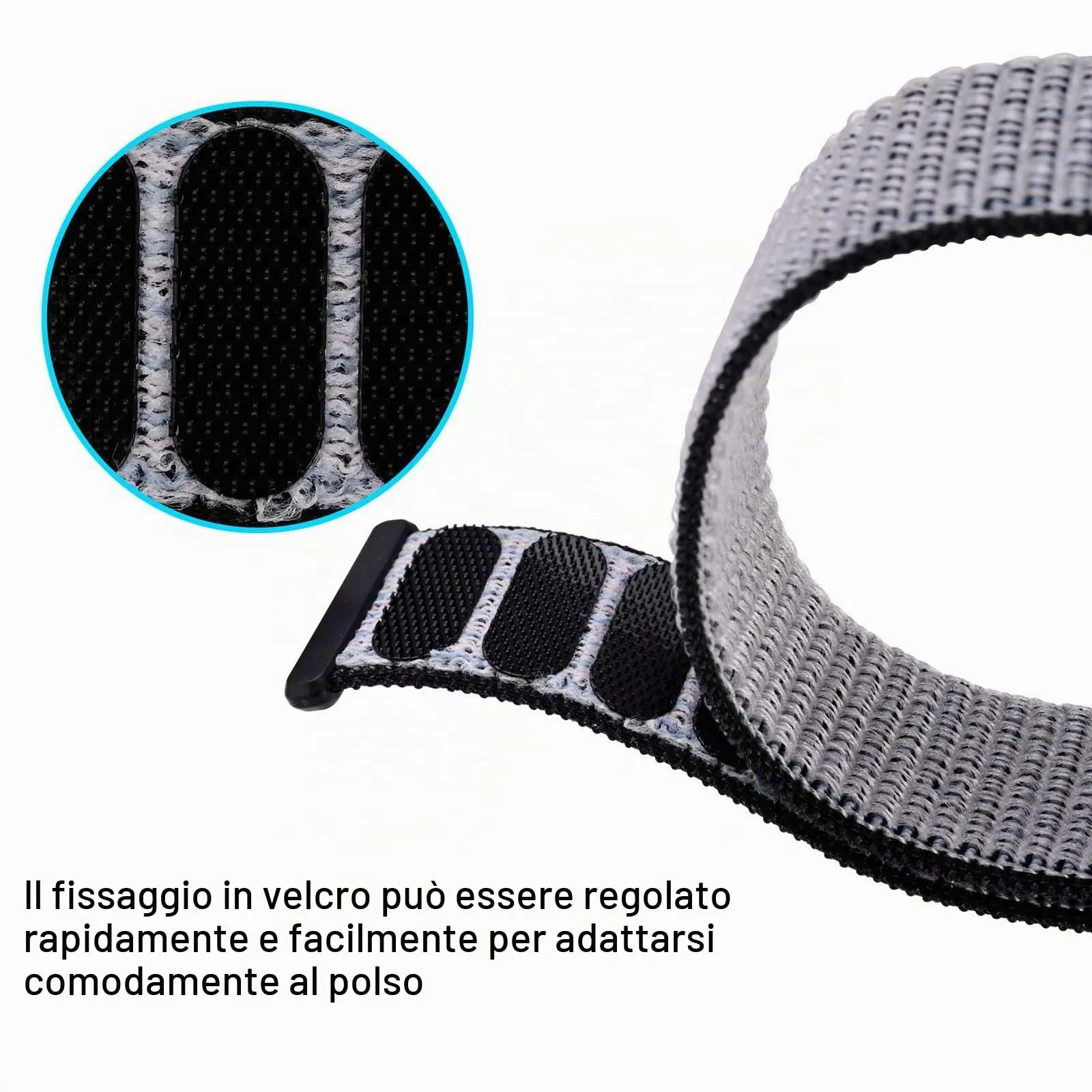 ANNEFIT Cinturino in Nylon 19mm, 2 Pezzi Regolabile Sport a Sgancio Rapido (Nero e Grigio) - immagine 3
