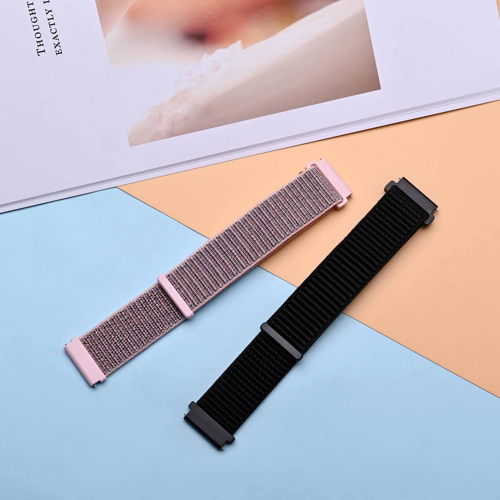 ANNEFIT Cinturini in Nylon 20mm per Orologio, 2 Pezzi, Regolabili a Sgancio Rapido (Nero e Rosa) - immagine 8