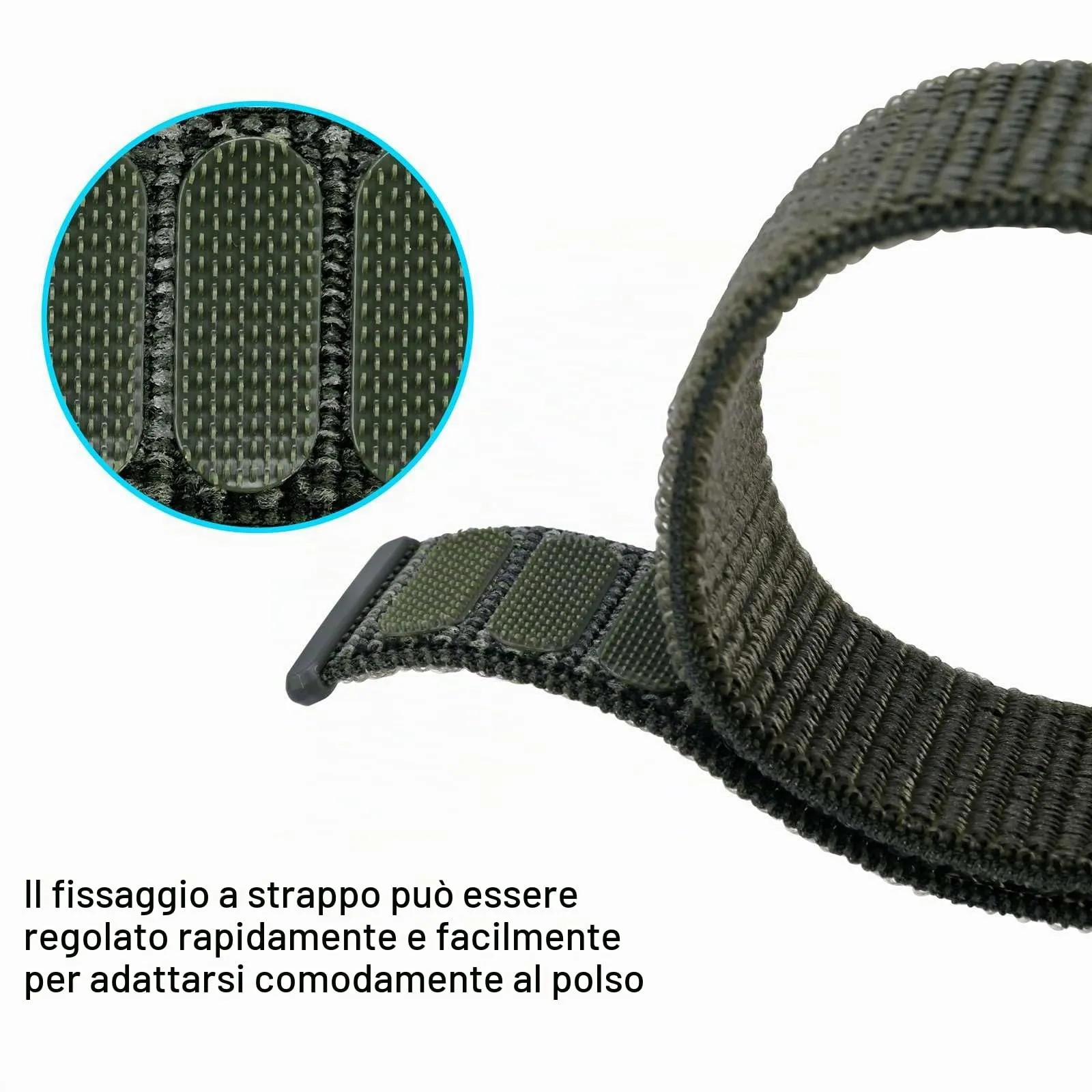 ANNEFIT Cinturino in Nylon 16mm, 2 Pezzi Regolabile a Sgancio Rapido (Nero e Verde Militare) - immagine 3