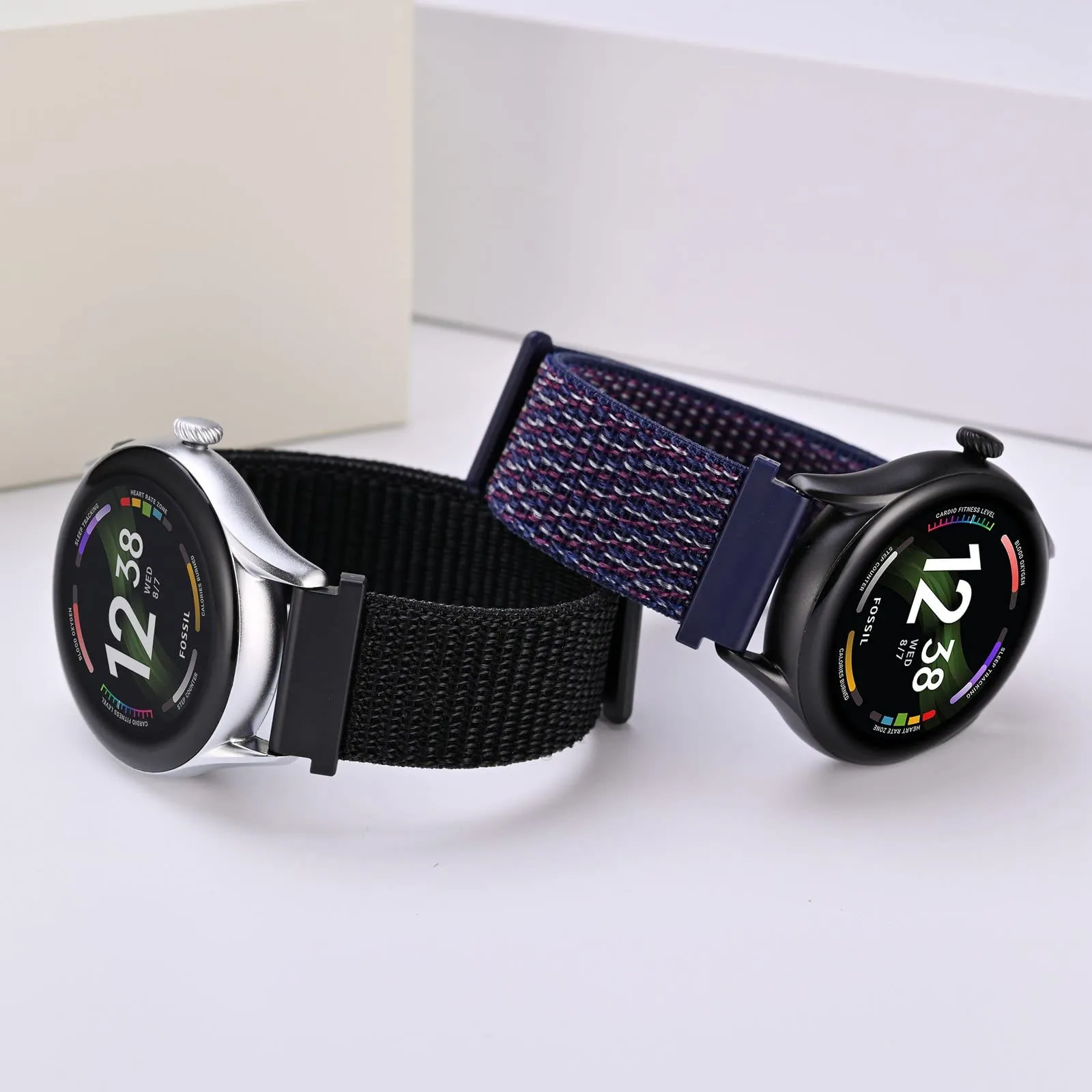 ANNEFIT Cinturino in Nylon 16mm, 2 Pezzi Regolabile a Sgancio Rapido (Nero e Indaco) - immagine 2