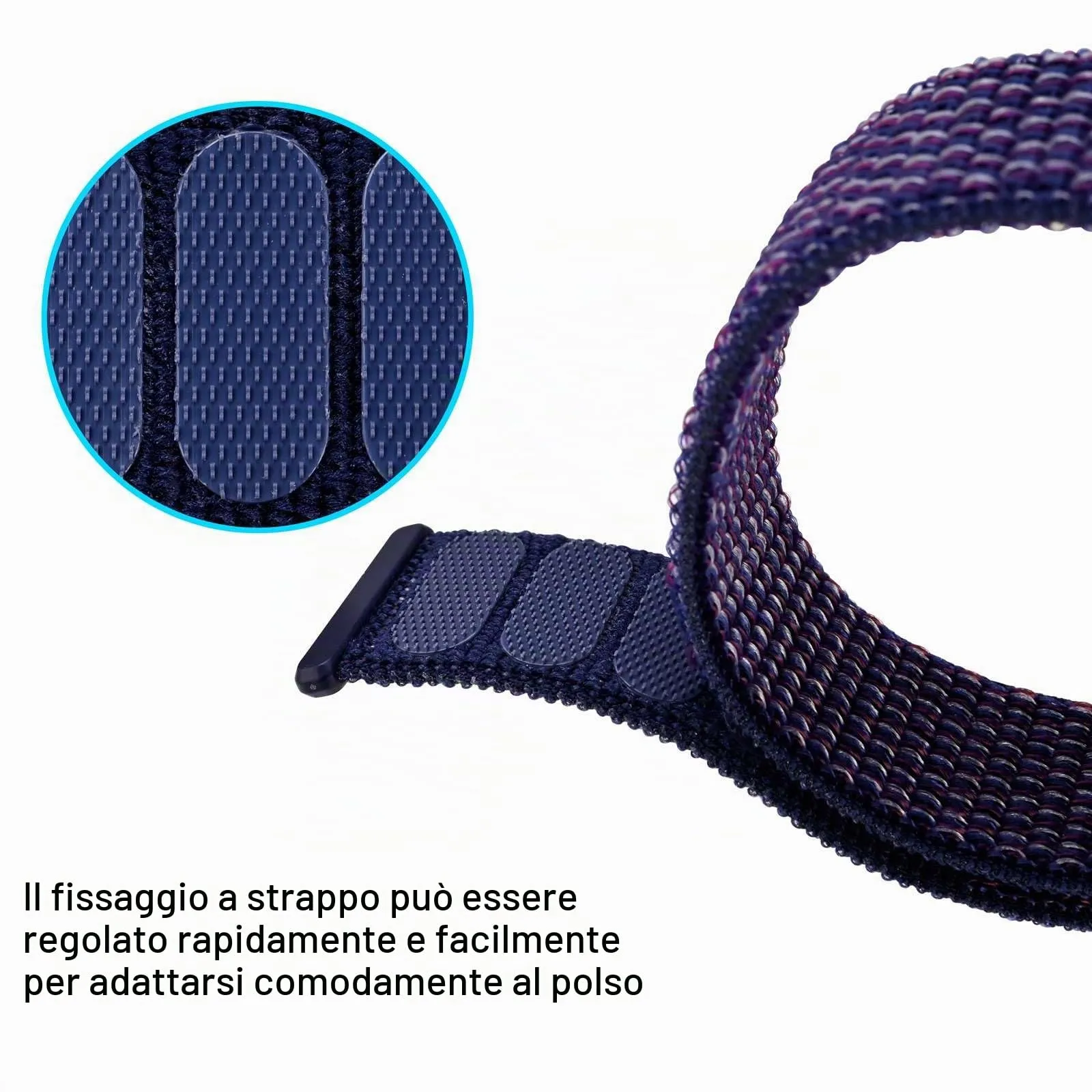ANNEFIT Cinturino in Nylon 22mm, 2 Pezzi Regolabile a Sgancio Rapido (Nero e Indaco) - immagine 3