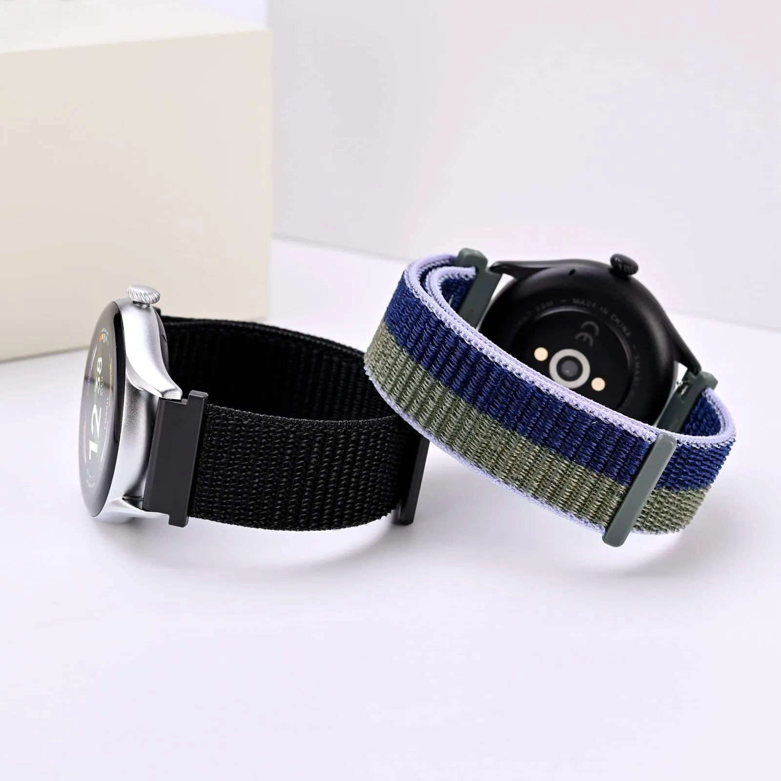 ANNEFIT Cinturini in Nylon 18mm, 2 Pezzi Regolabili a Sgancio Rapido per Orologi, Nero e Blu Verde - immagine 2