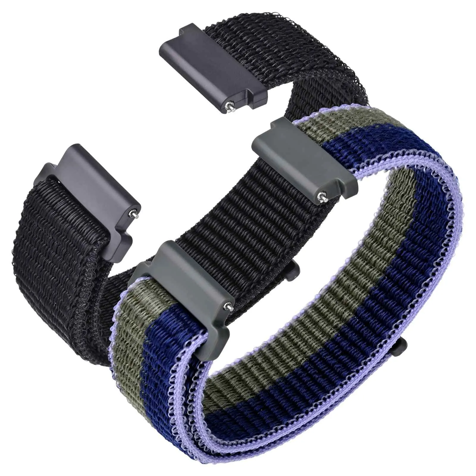 ANNEFIT Cinturini in Nylon 16mm, 2 Pezzi Regolabili a Sgancio Rapido per Orologi (Nero e Blu Verde) - immagine 1