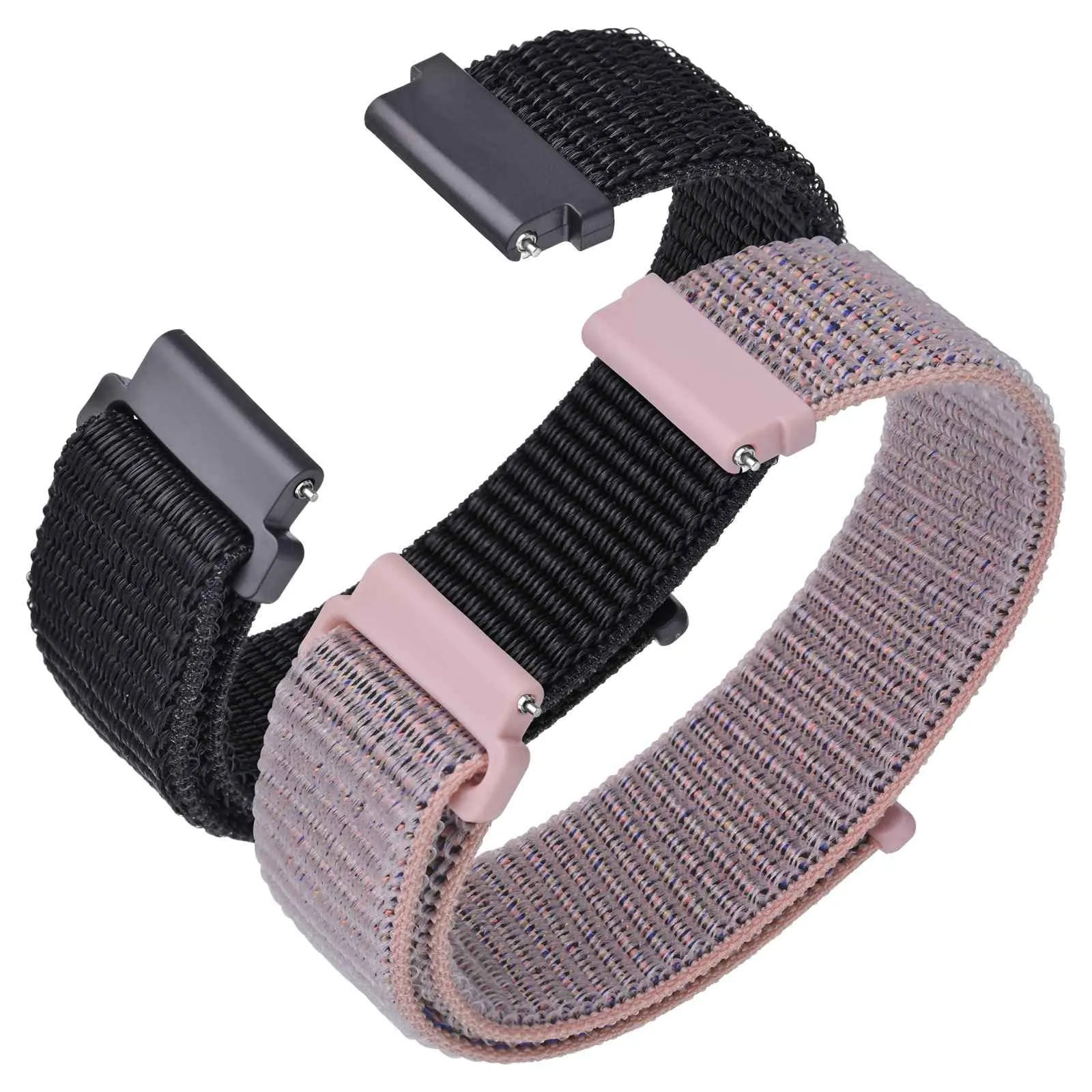 ANNEFIT Cinturino in Nylon 16mm, 2 Pezzi Regolabile Sport a Sgancio Rapido (Nero e Rosa) - immagine 1