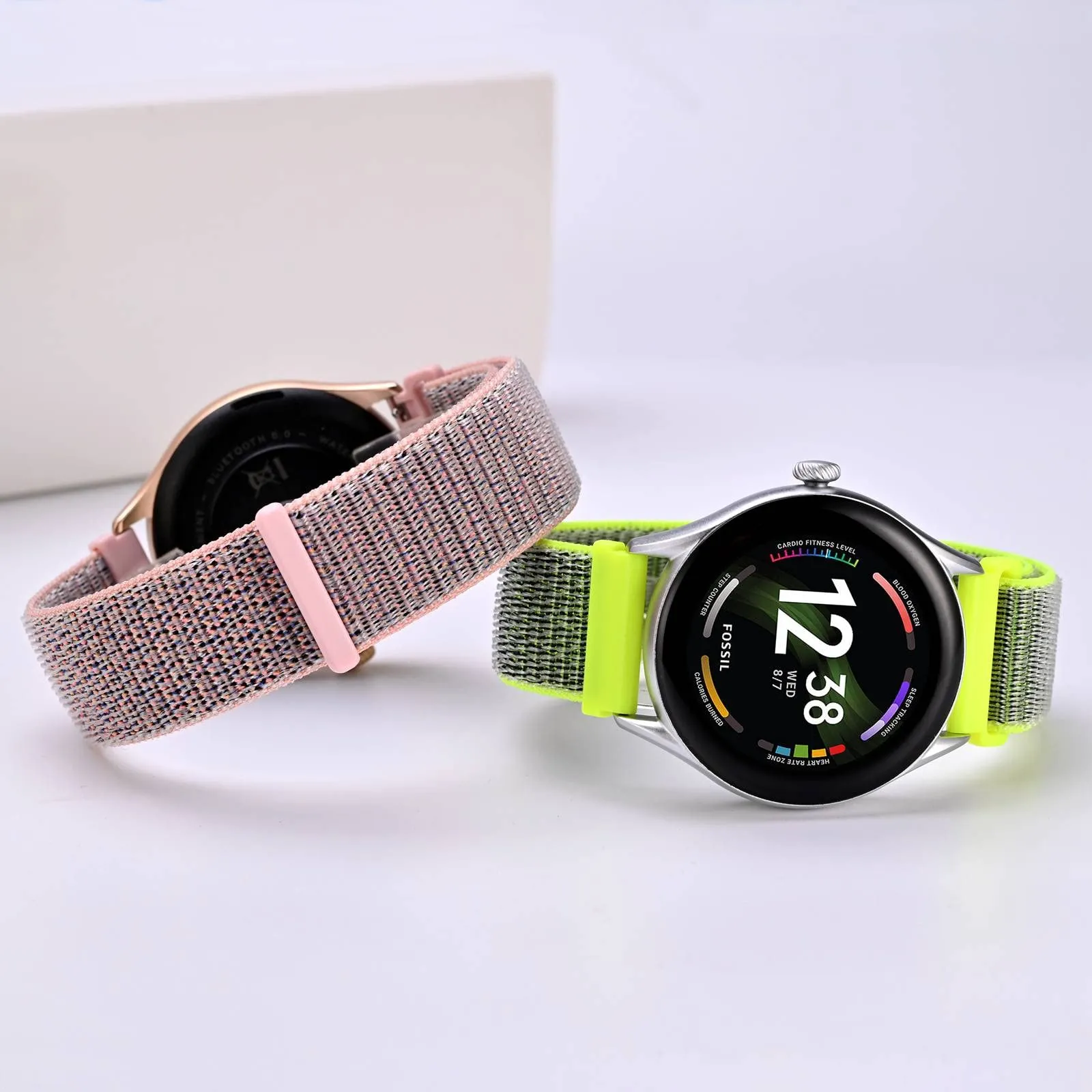 ANNEFIT Cinturini in Nylon 18mm, 2 Pezzi Regolabili a Sgancio Rapido (Rosa e Giallo Lucido) - immagine 2