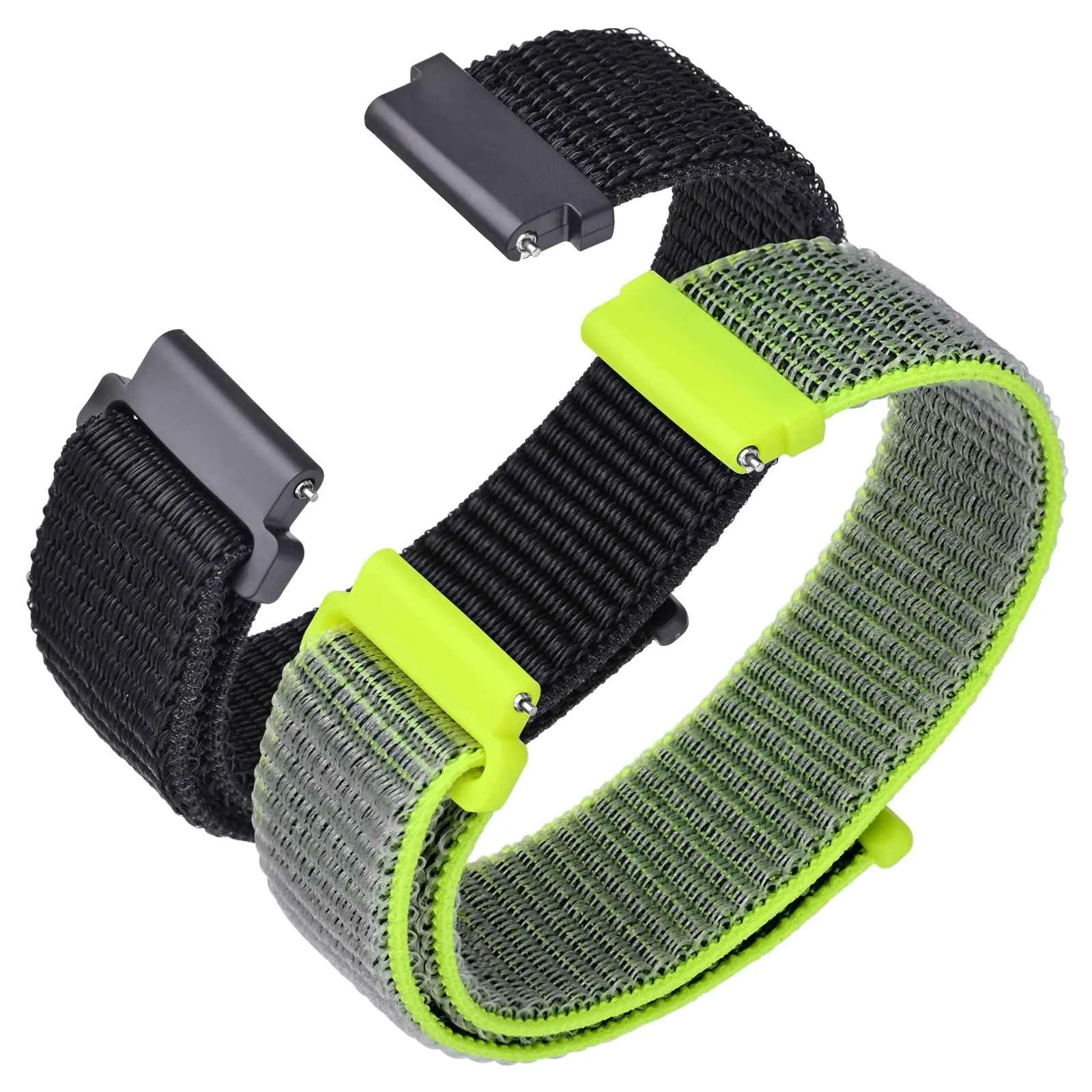ANNEFIT Cinturino in Nylon 18mm, 2 Pezzi Regolabile Sport a Sgancio Rapido (Nero e Giallo Lucido) - immagine 1