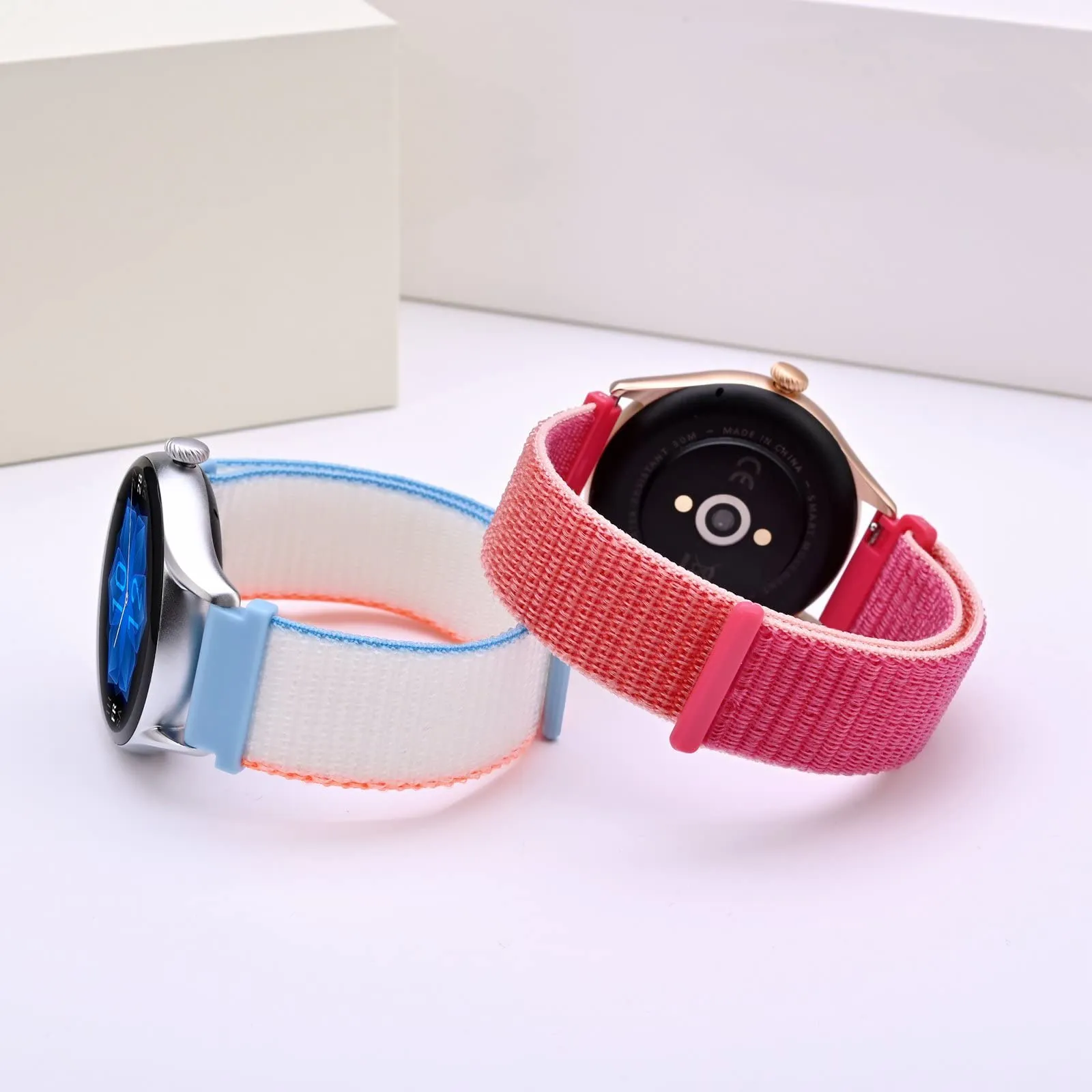 ANNEFIT Cinturino in Nylon 18mm, 2 Pezzi Regolabile a Sgancio Rapido per Uomo e Donna (Rosso e Bianco) - immagine 2