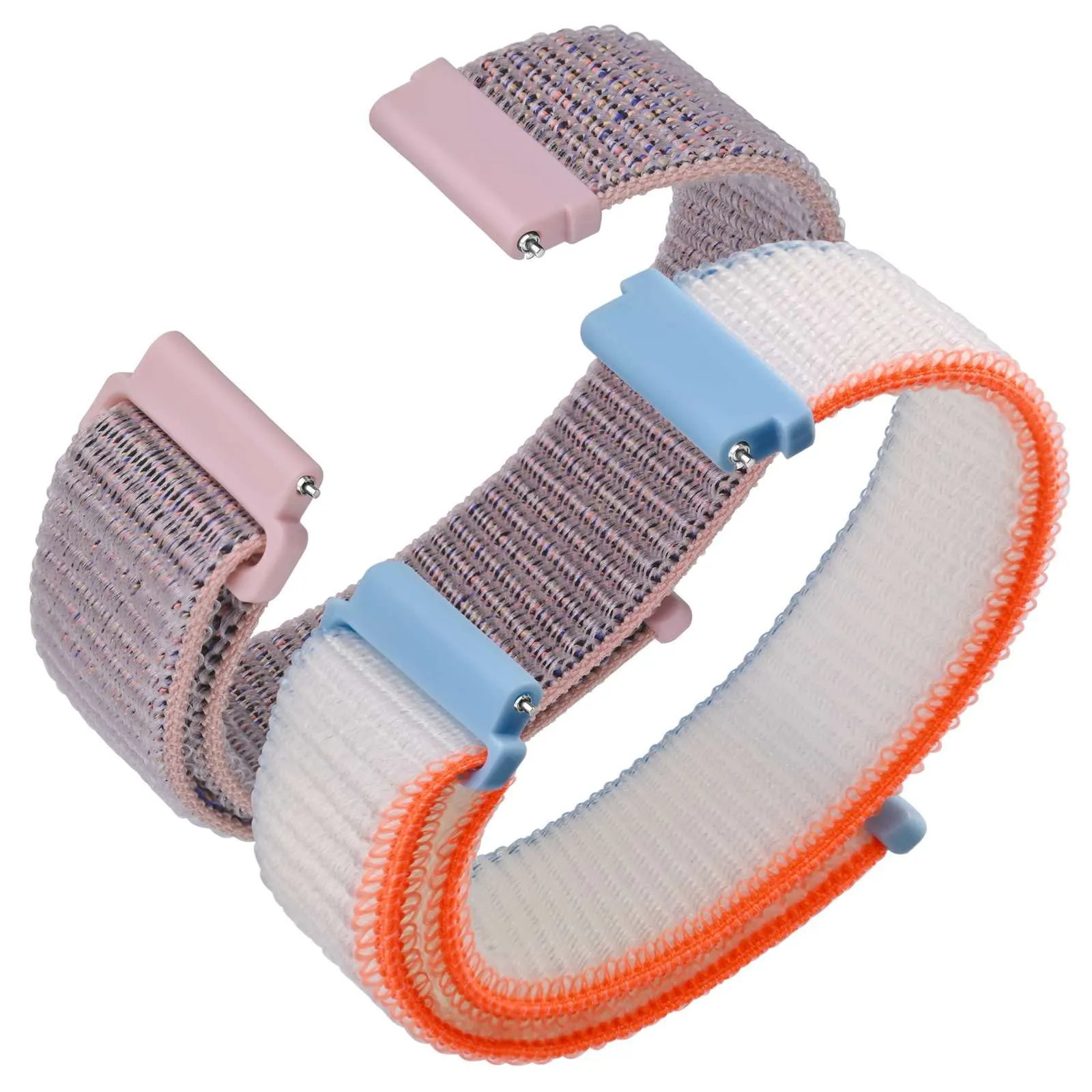 ANNEFIT Cinturino in Nylon 18mm, 2 Pezzi, Regolabile Sport a Sgancio Rapido (Rosa e Bianco) - immagine 1