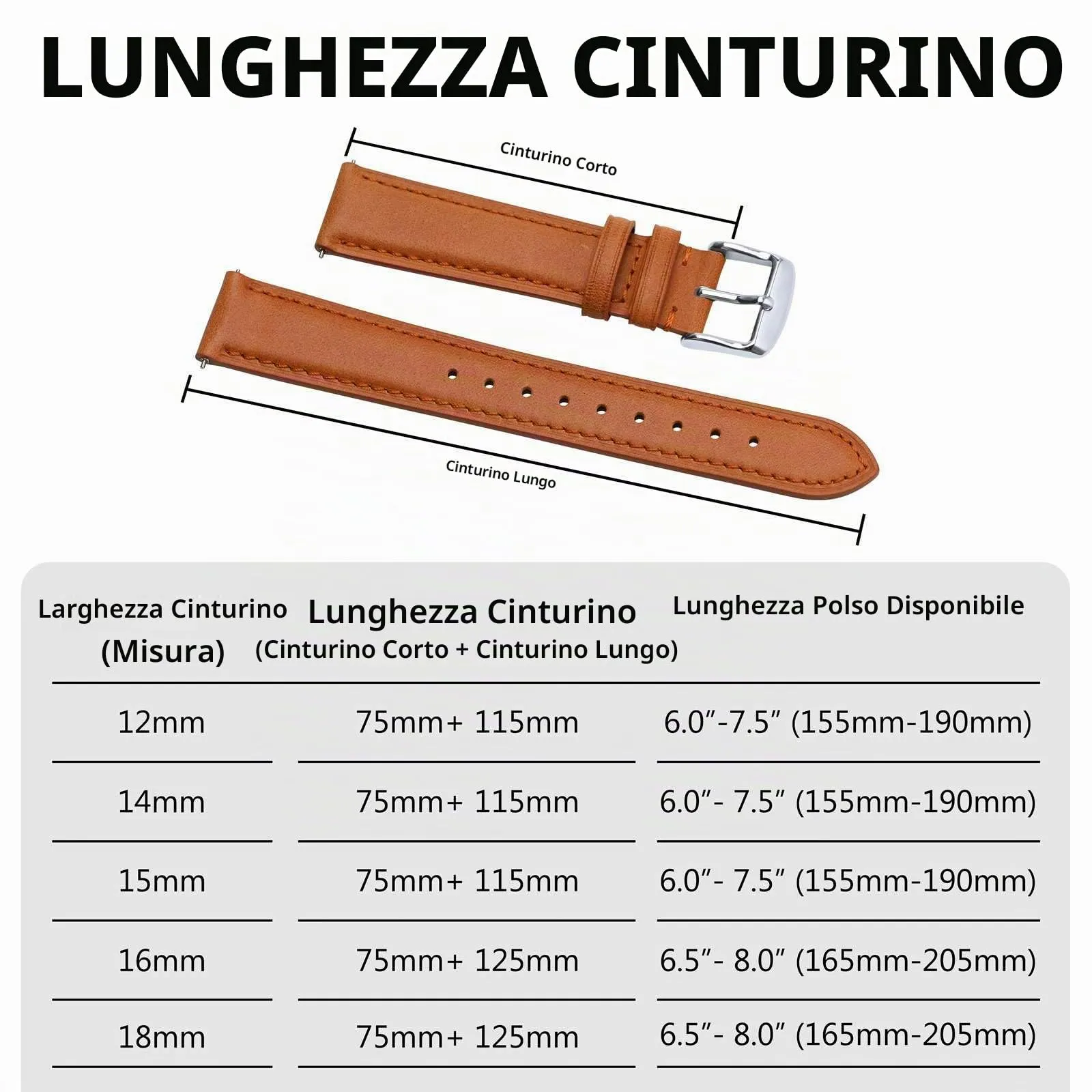 BISONSTRAP Cinturino in Pelle Sgancio Rapido, 18mm, Arancia (Fibbia Argento) - immagine 8