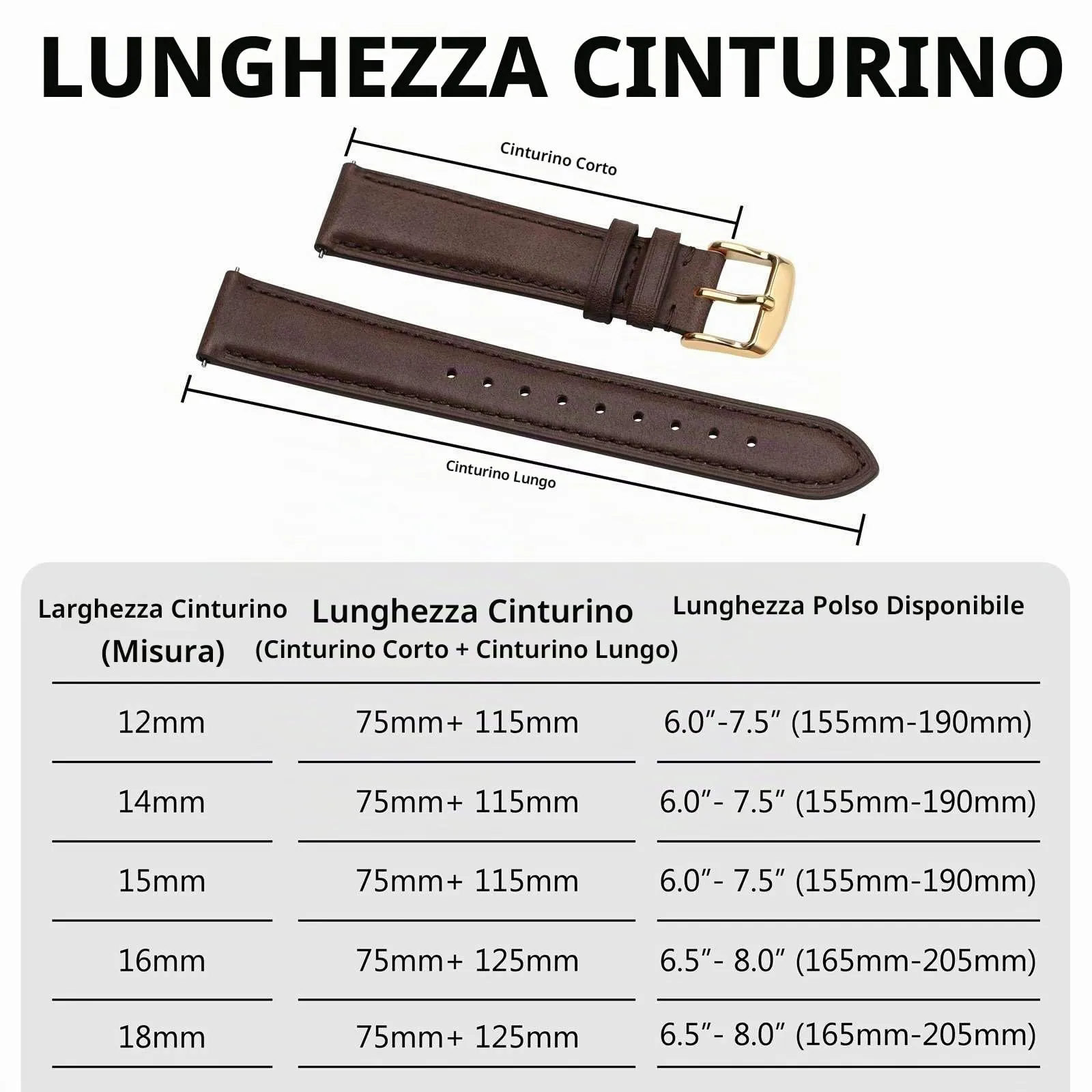 BISONSTRAP Cinturino in Pelle con Sgancio Rapido, 15mm, Marrone Scuro (Fibbia Oro) - immagine 8