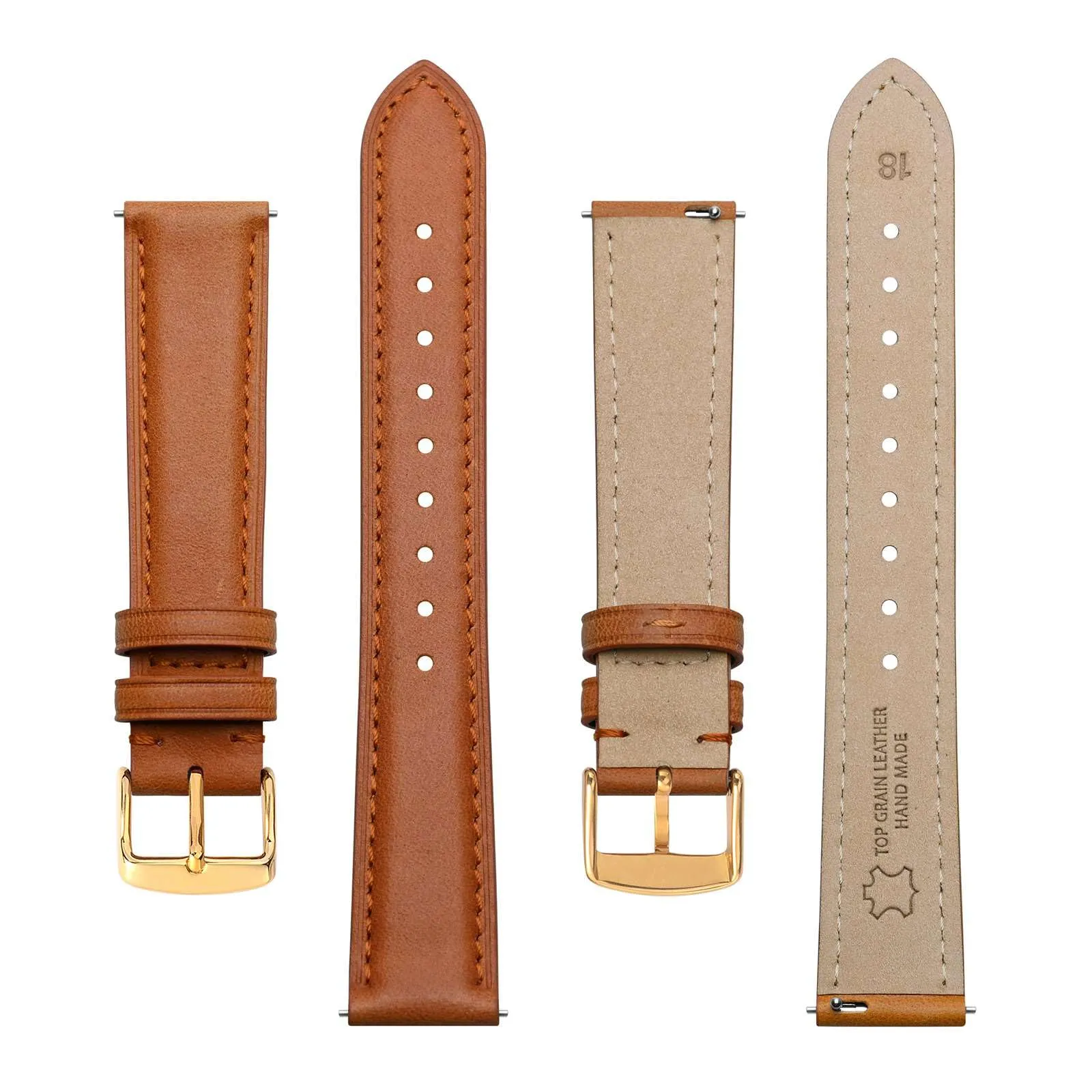 BISONSTRAP Cinturino in Pelle con Sgancio Rapido, 15mm, Arancia (Fibbia Oro) - immagine 3