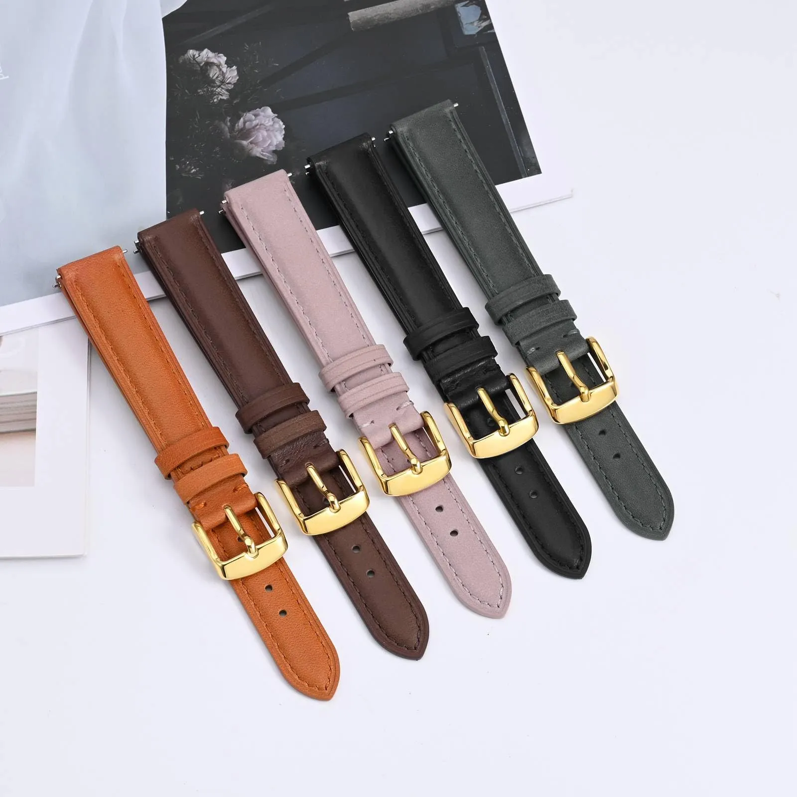 BISONSTRAP Cinturino in Pelle con Sgancio Rapido, 15mm, Arancia (Fibbia Oro) - immagine 7