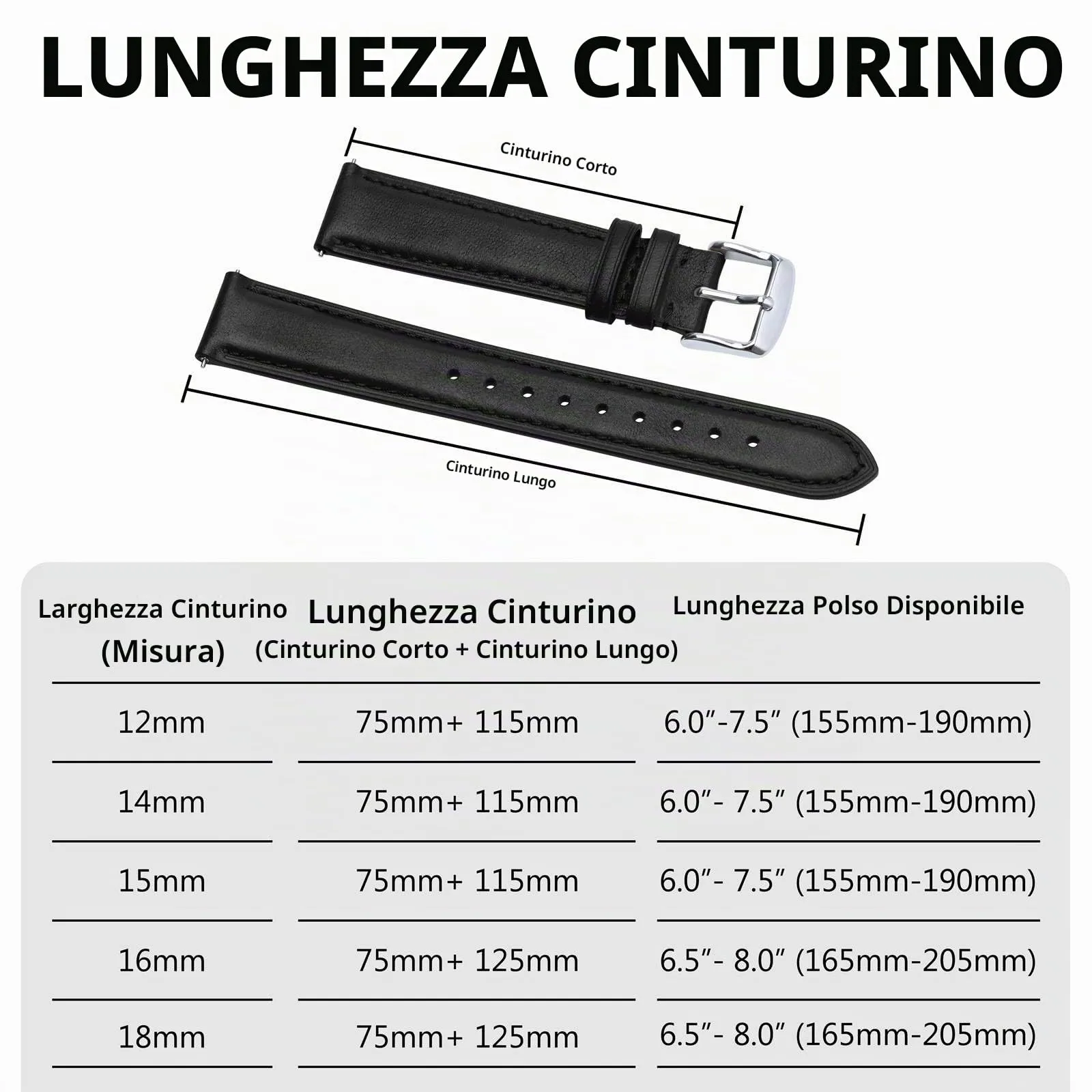 BISONSTRAP Cinturino in Pelle con Sgancio Rapido, 16mm, Nero (Fibbia Argento) - immagine 8