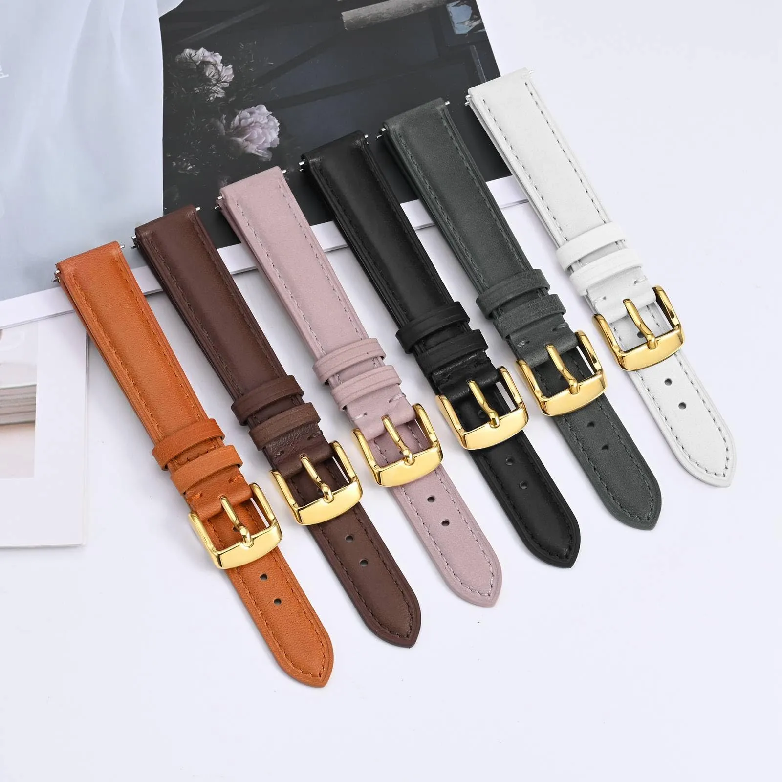BISONSTRAP Cinturino in Pelle con Sgancio Rapido, 14mm, Bianco (Fibbia Oro) - immagine 7
