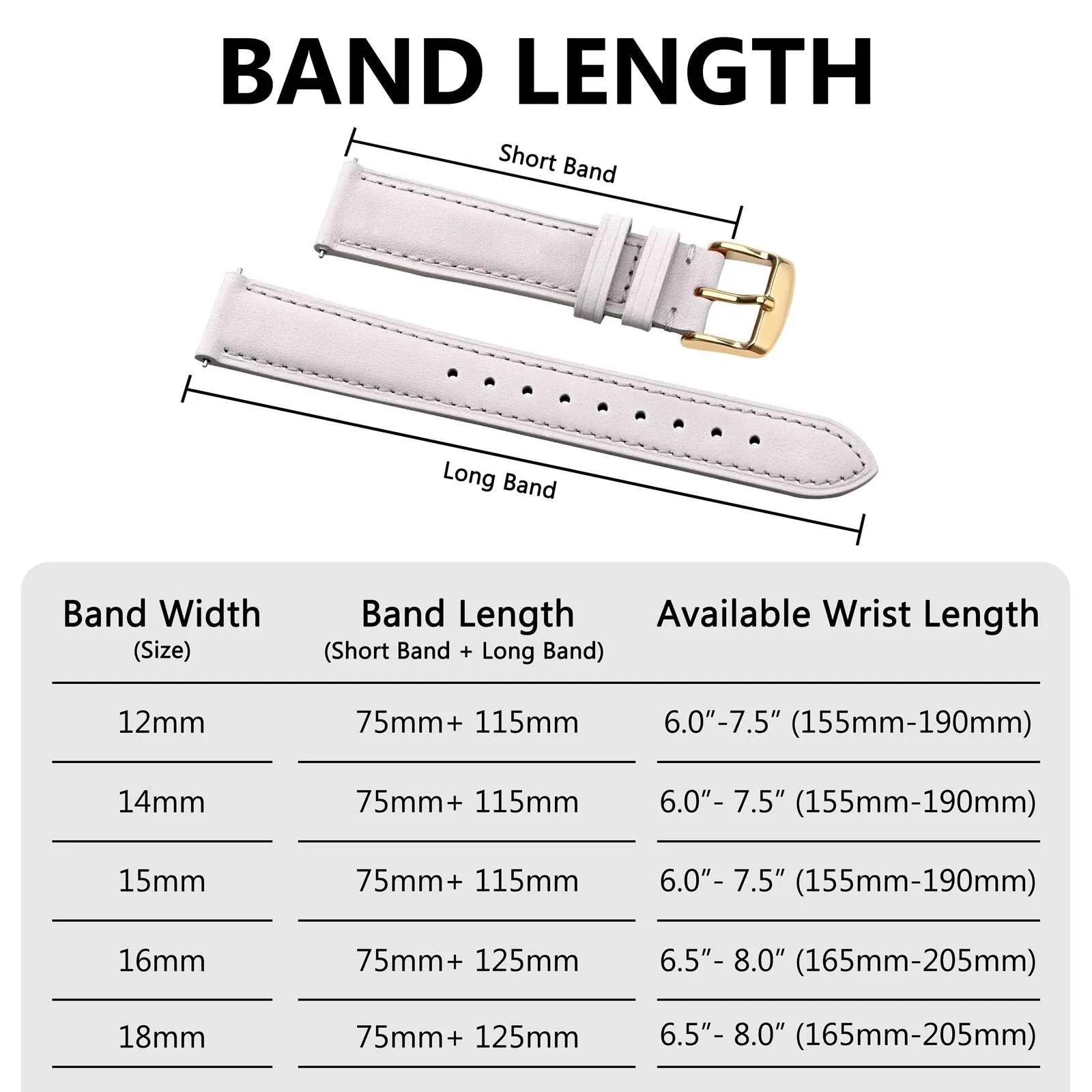 BISONSTRAP Cinturino in Pelle con Sgancio Rapido, 14mm, Bianco (Fibbia Oro) - immagine 8