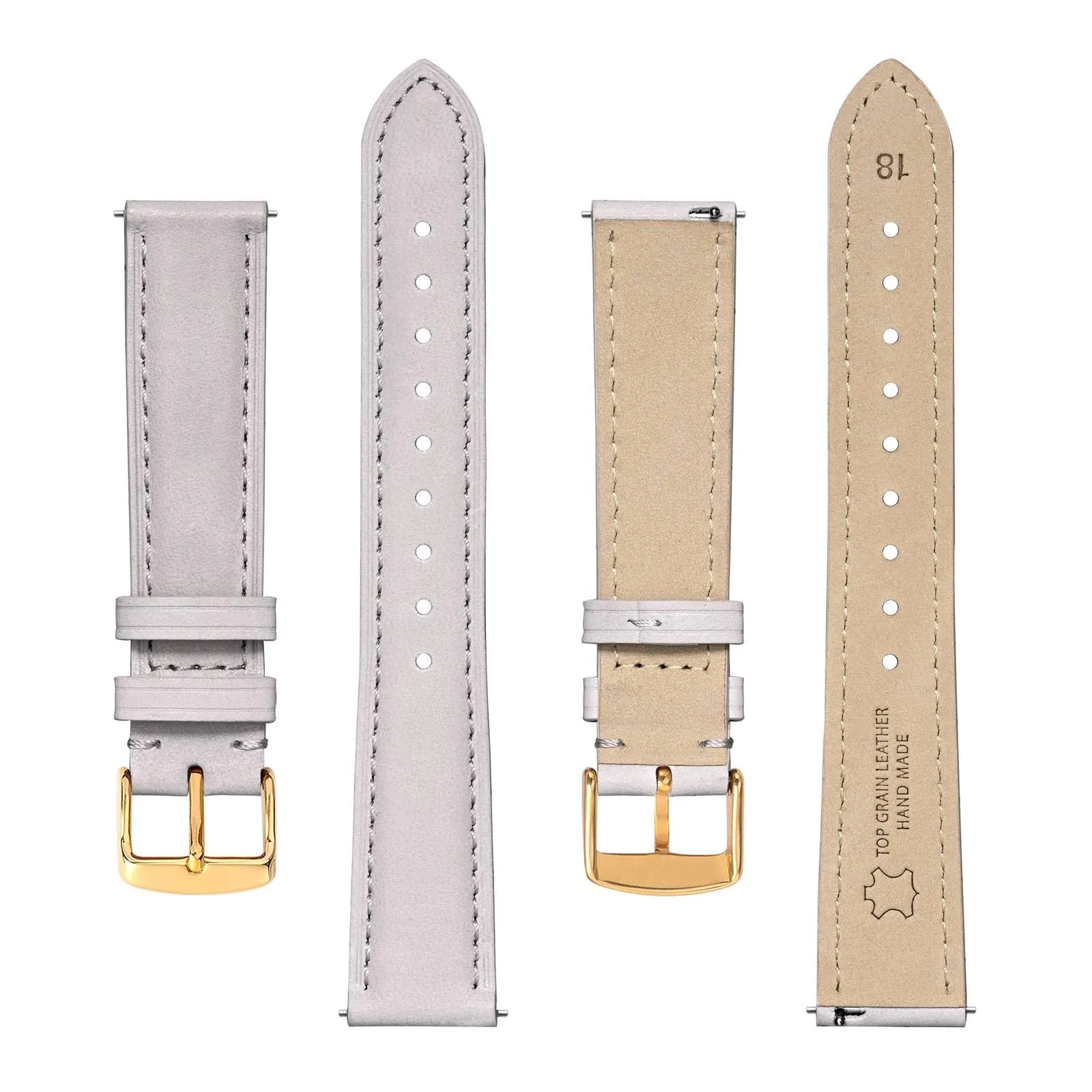 BISONSTRAP Cinturino in Pelle con Sgancio Rapido, 17mm, Bianco (Fibbia Oro) - immagine 3