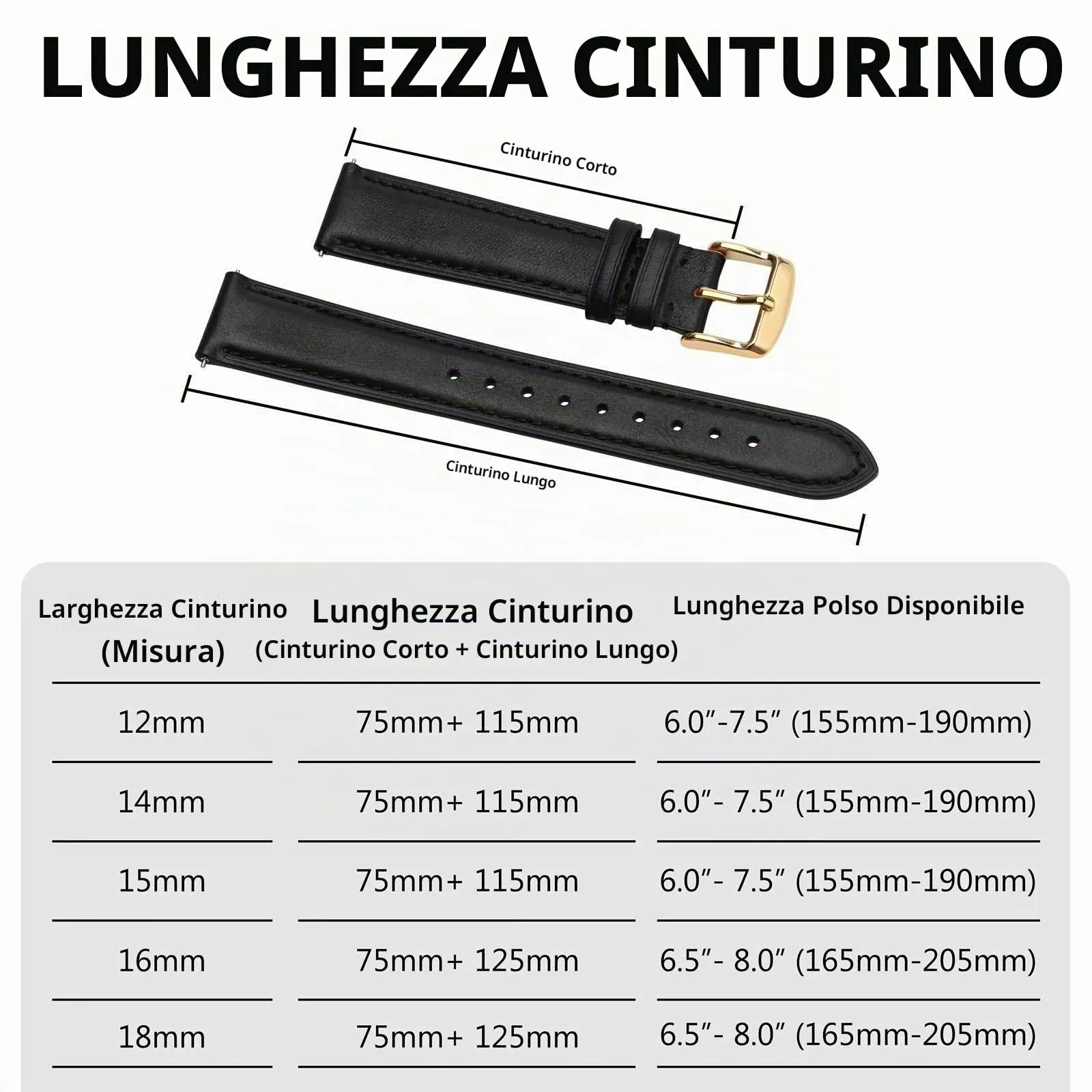 BISONSTRAP Cinturino in Pelle con Sgancio Rapido, 16mm, Nero Fibbia Oro - immagine 8