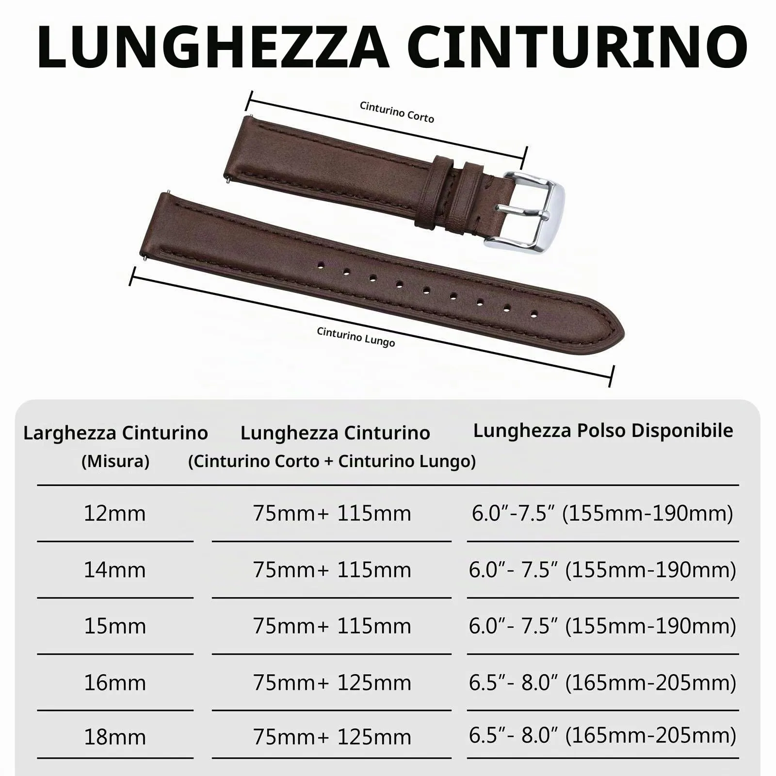 BISONSTRAP Cinturino in Pelle Sgancio Rapido, 12mm, Marrone Scuro (Fibbia Argento) - immagine 8