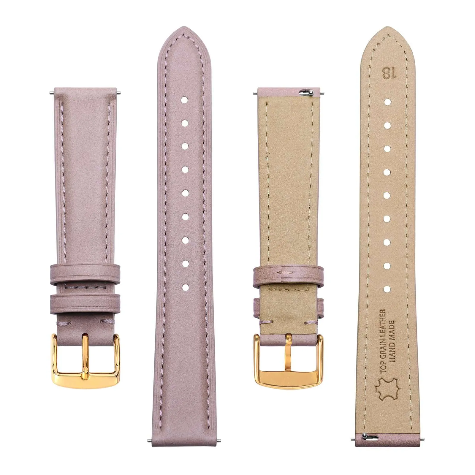 BISONSTRAP Cinturino per Orologi in Pelle Sgancio Rapido, 14mm, Rosa Chiaro (Fibbia Oro) - immagine 3