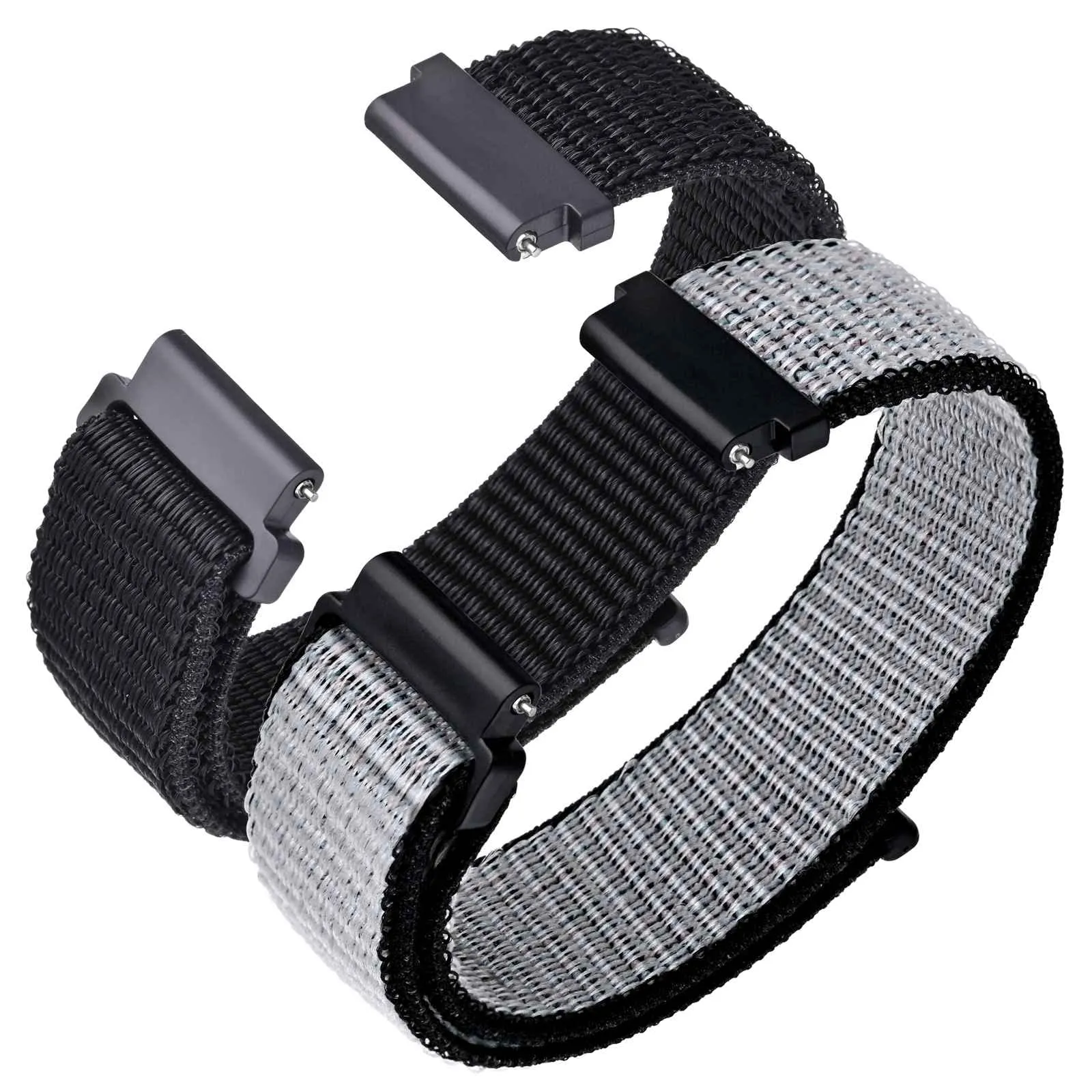 ANNEFIT Cinturino in Nylon 21mm, 2 Pezzi Regolabile a Sgancio Rapido (Nero e Grigio) - immagine 1
