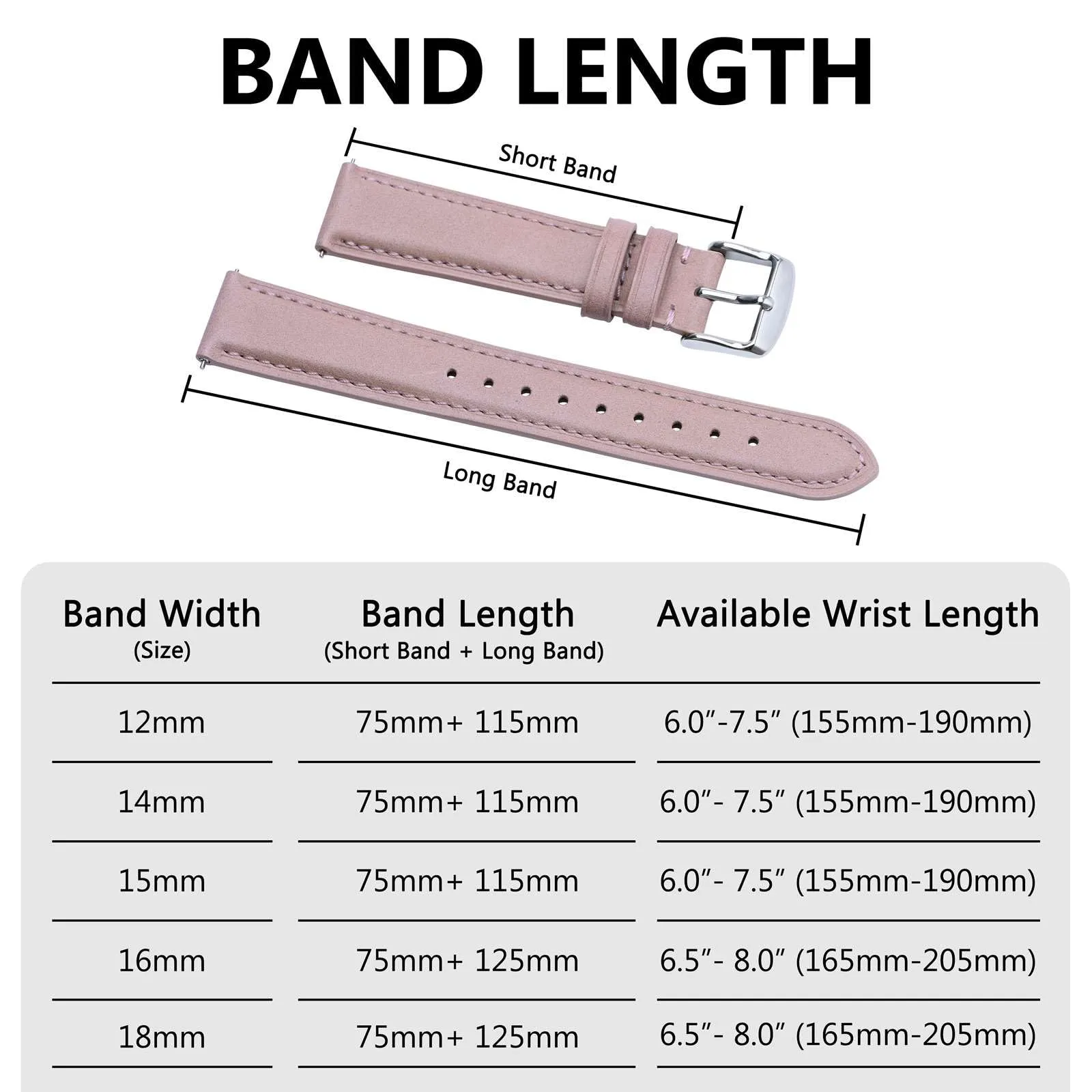 BISONSTRAP Cinturino per Orologi in Pelle, Sgancio Rapido, 15mm, Rosa Chiaro (Fibbia Argento) - immagine 8