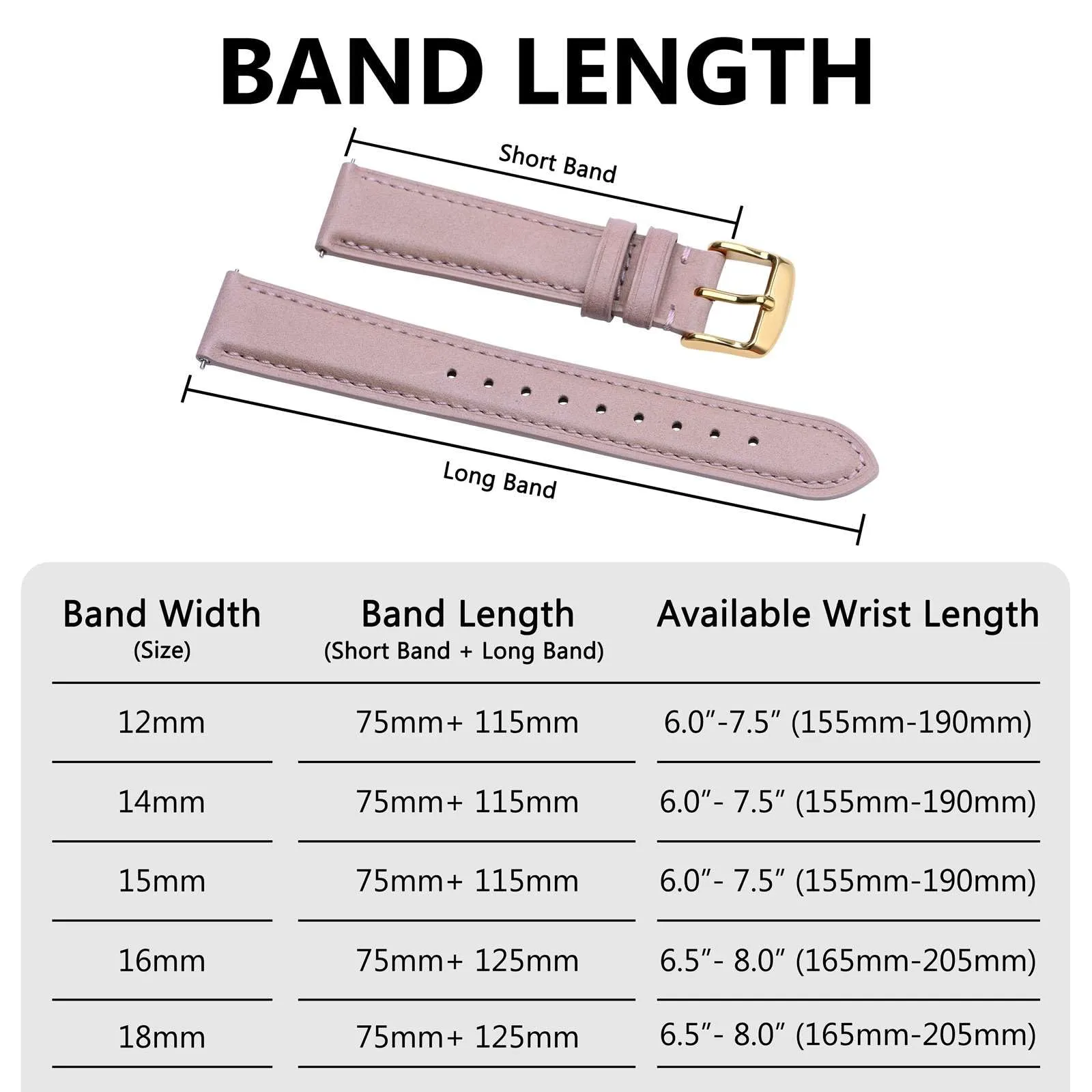 BISONSTRAP Cinturino in Pelle con Sgancio Rapido, 20mm, Rosa Chiaro (Fibbia Oro) - immagine 8