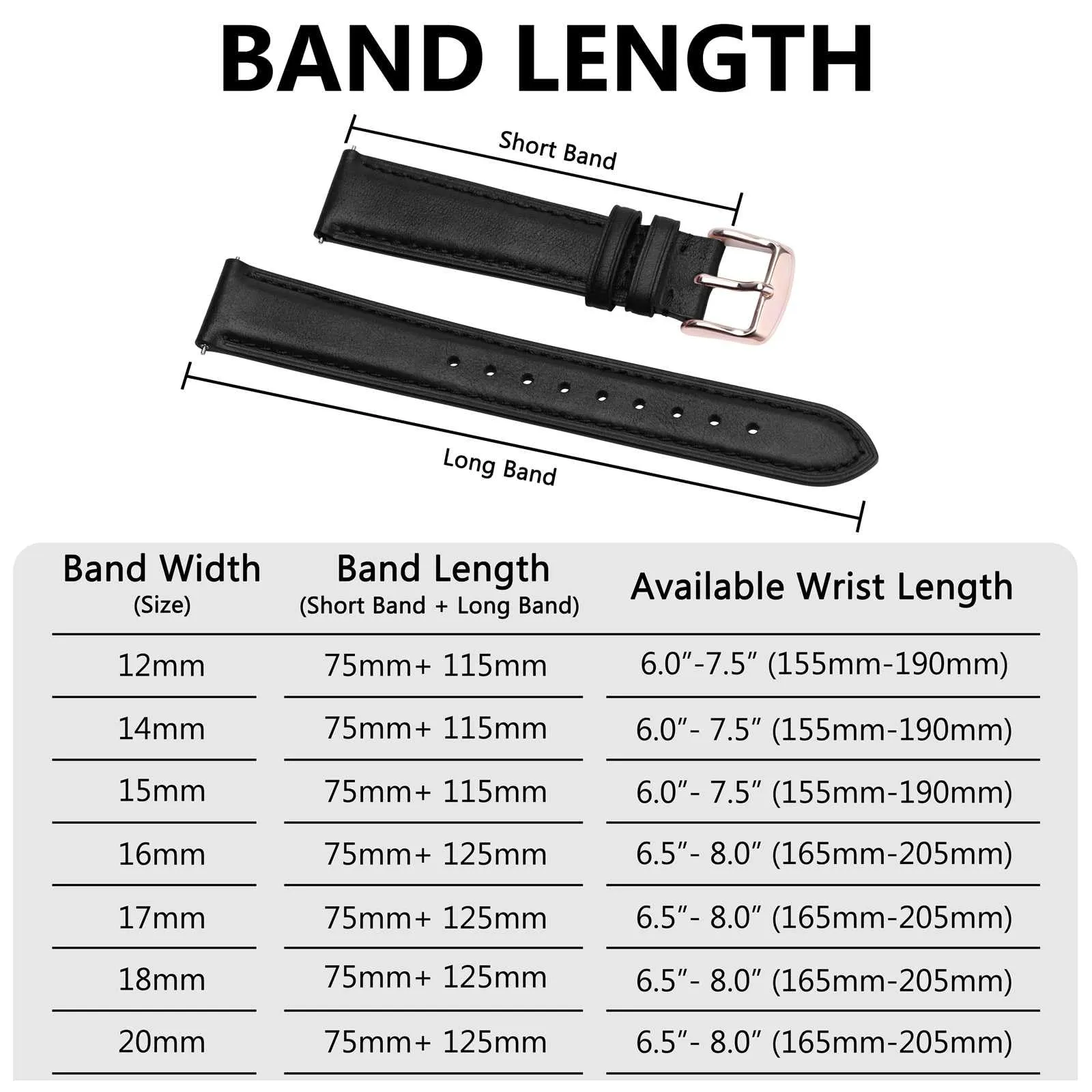 BISONSTRAP Cinturino in Pelle con Sgancio Rapido, 17mm, Nero (Fibbia Oro Rosa) - immagine 8