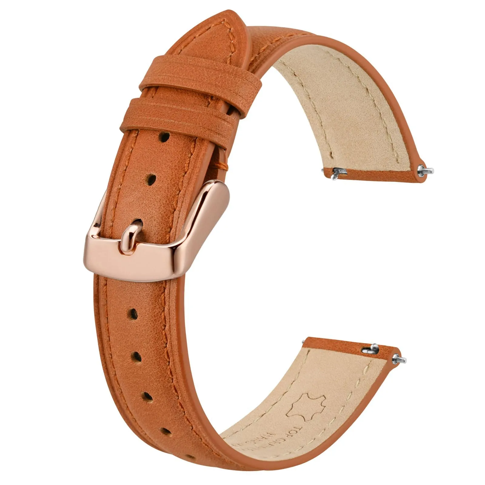 BISONSTRAP Cinturino in Pelle Sgancio Rapido, 15mm, Arancia (Fibbia Oro Rosa) - immagine 1