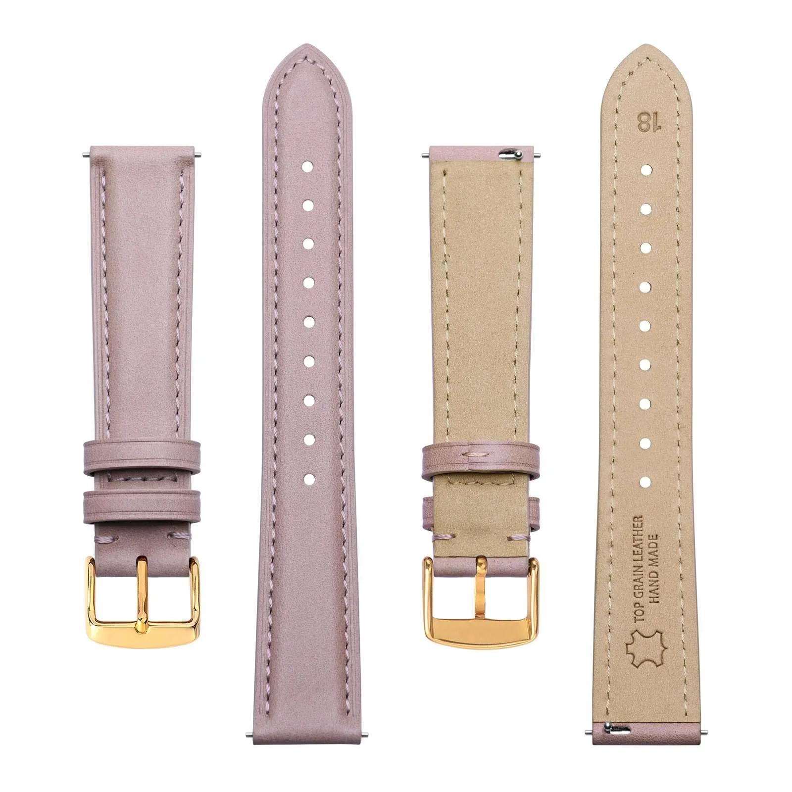 BISONSTRAP Cinturino in Pelle Sgancio Rapido 17mm, Rosa Chiaro (Fibbia Oro) - immagine 3