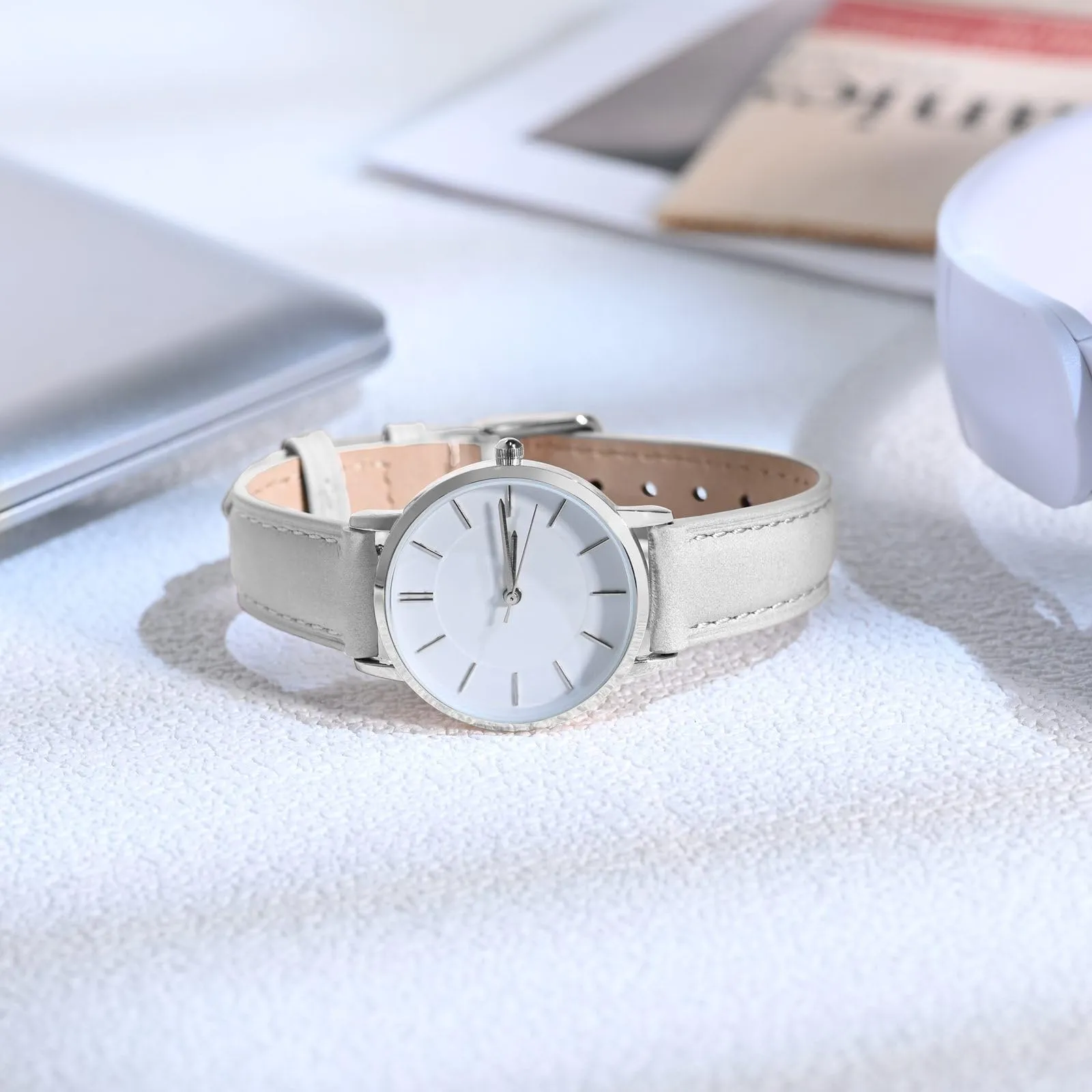 BISONSTRAP Cinturino in Pelle con Sgancio Rapido, 15mm, Bianco (Fibbia Argento) - immagine 6