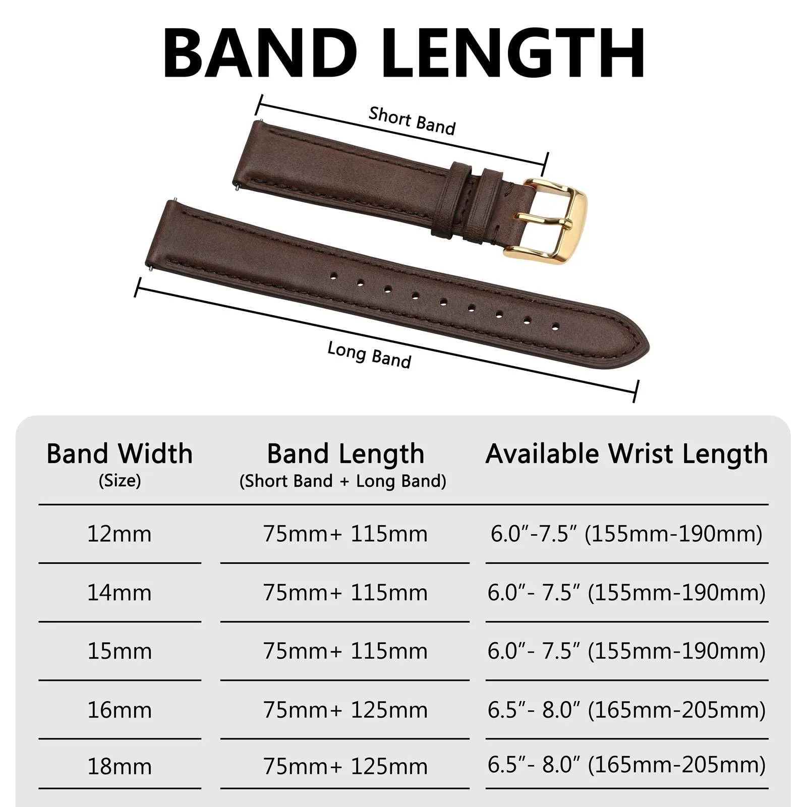 BISONSTRAP Cinturino per Orologi in Pelle, Sgancio Rapido, 17mm, Marrone Scuro Fibbia Oro - immagine 8