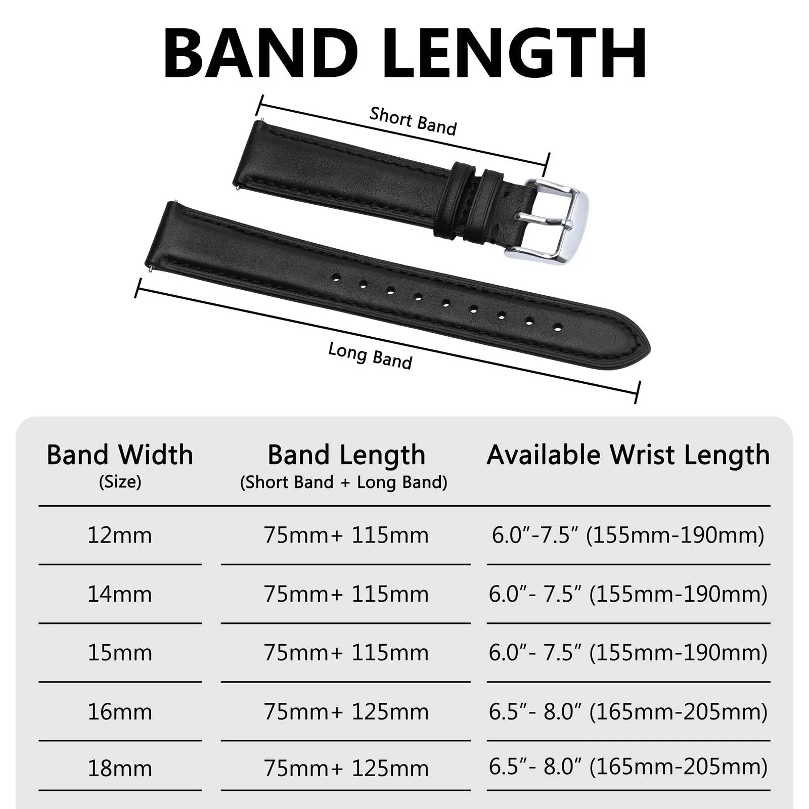BISONSTRAP Cinturino per Orologi in Pelle, Sgancio Rapido, 17mm, Nero (Fibbia Argento) - immagine 8