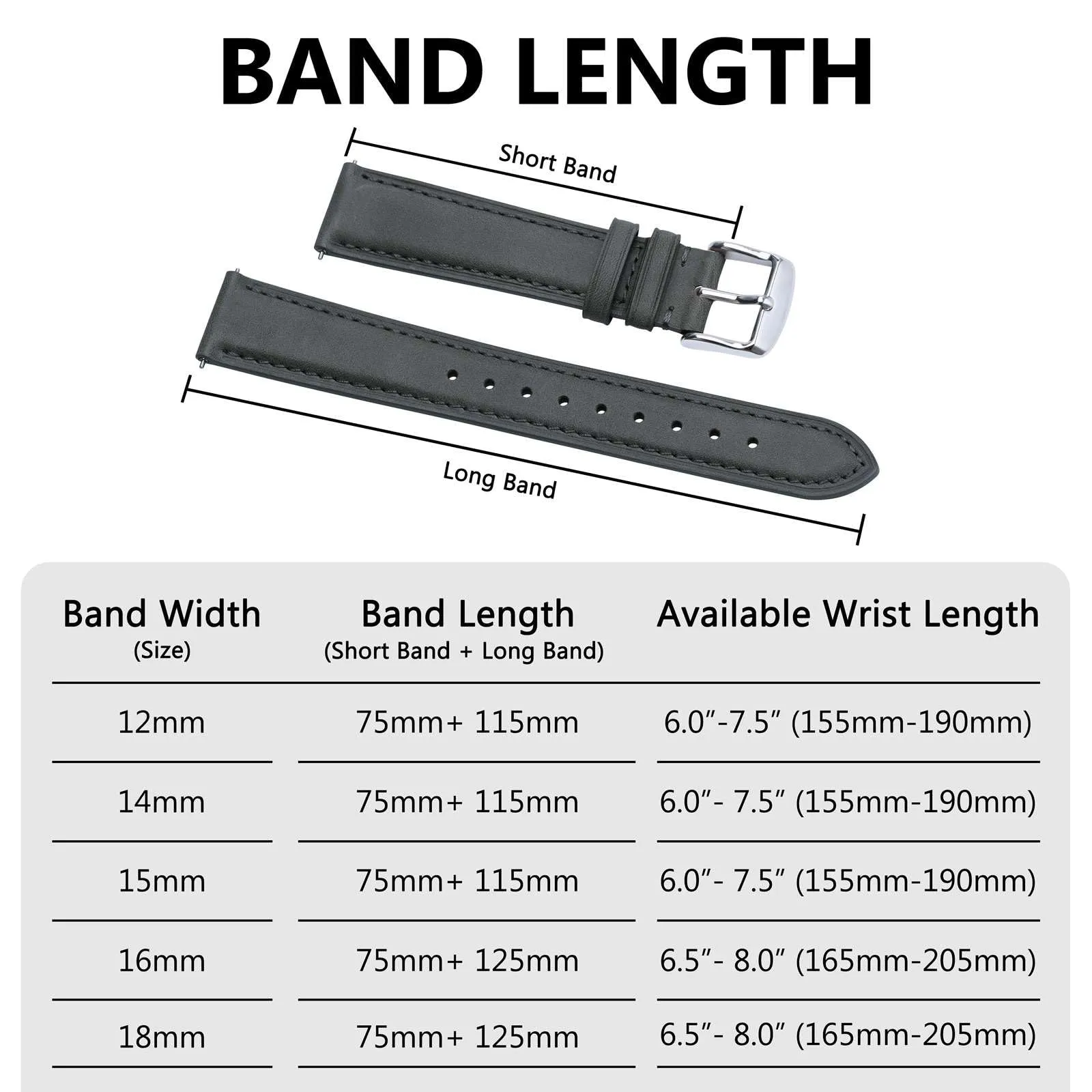 BISONSTRAP Cinturino in Pelle Sgancio Rapido 17mm, Grigio Scuro (Fibbia Argento) - immagine 8