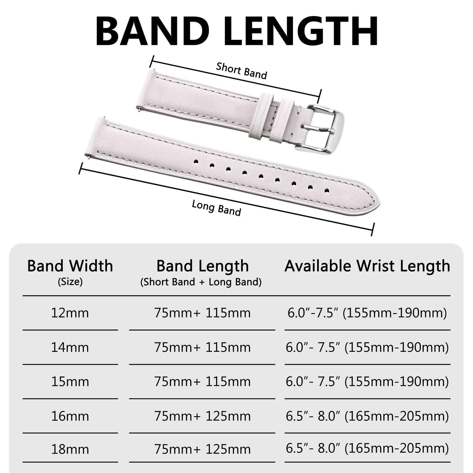 BISONSTRAP Cinturino in Pelle con Sgancio Rapido, 18mm, Bianco (Fibbia Argento) - immagine 8