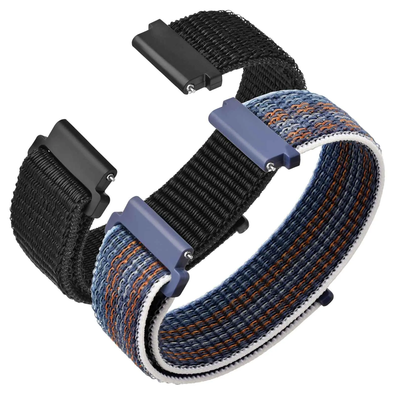 ANNEFIT Cinturino in Nylon 22mm, 2 Pezzi, Regolabile a Sgancio Rapido (Nero e Blu Tempesta) - immagine 1