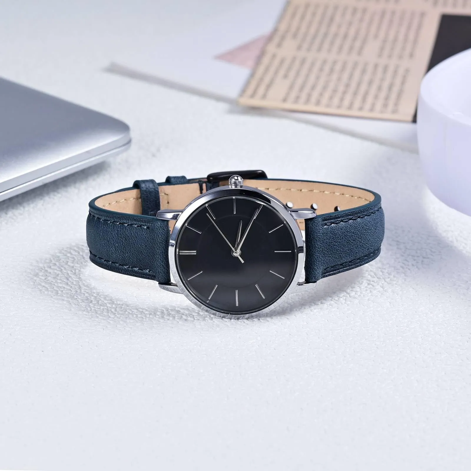 BISONSTRAP Cinturino per Orologi in Pelle, Sgancio Rapido, 18mm, Blu (Fibbia Oro Rosa) - immagine 6