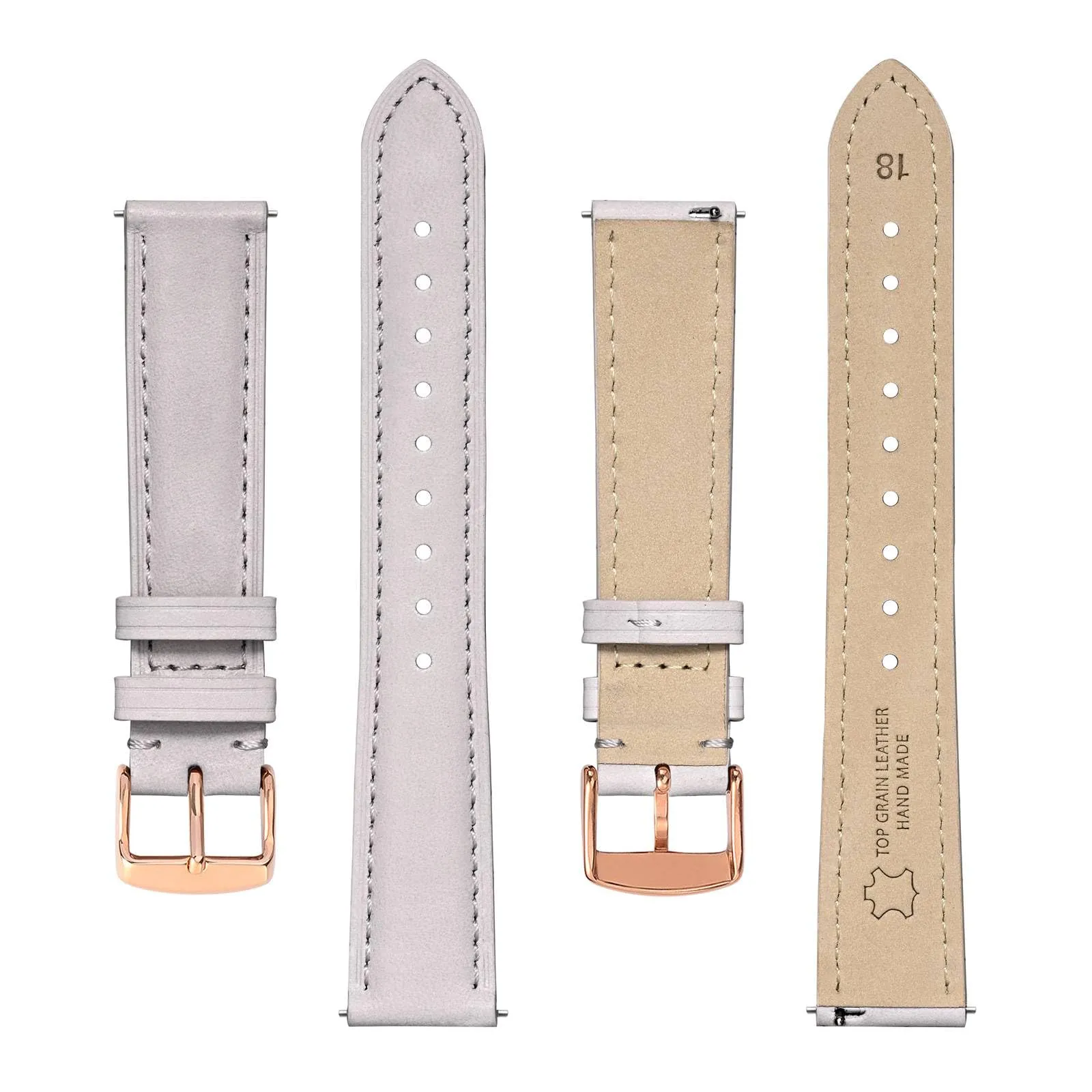 BISONSTRAP Cinturino in Pelle Sgancio Rapido, 15mm, Bianco (Fibbia Oro Rosa) - immagine 3