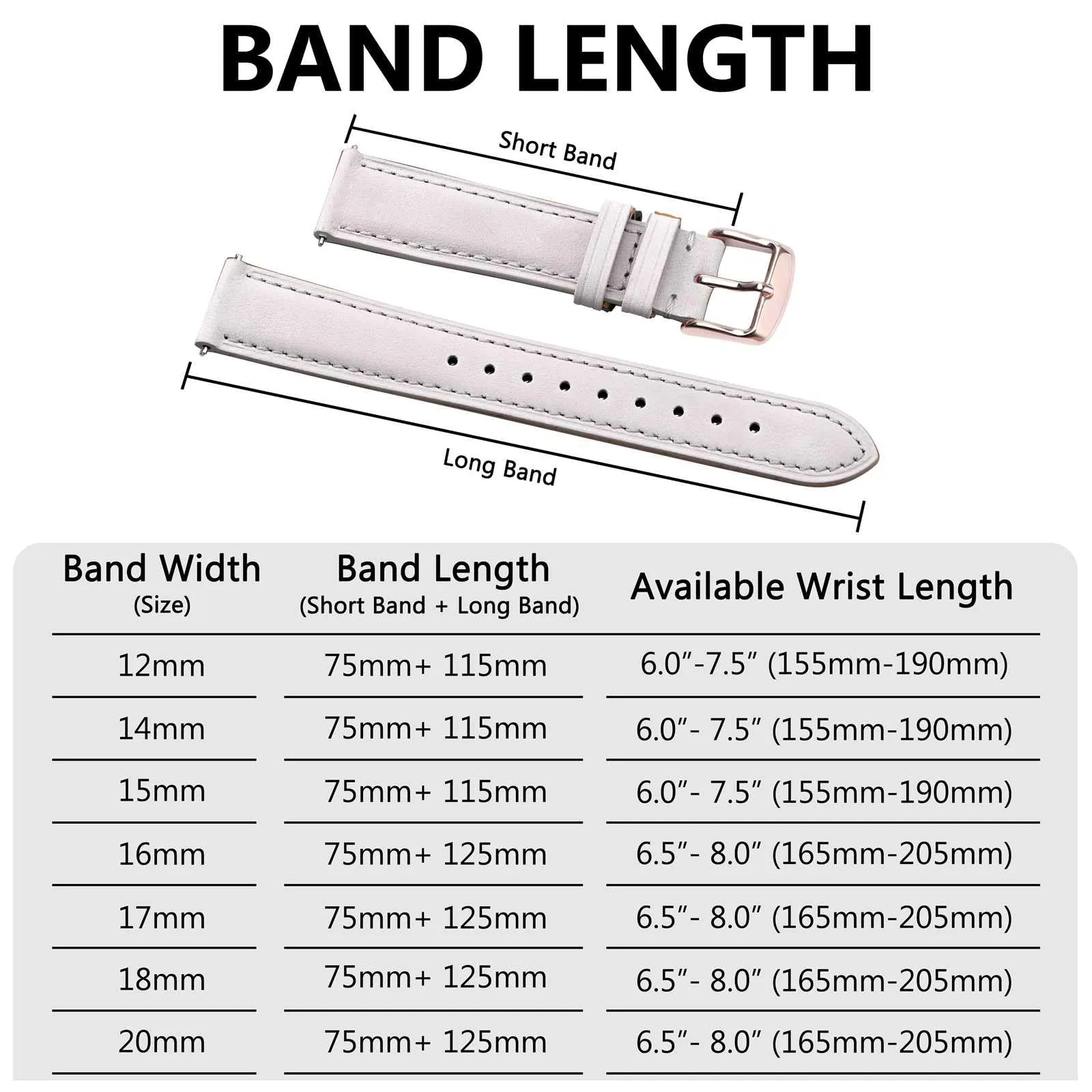 BISONSTRAP Cinturino in Pelle Sgancio Rapido, 15mm, Bianco (Fibbia Oro Rosa) - immagine 8