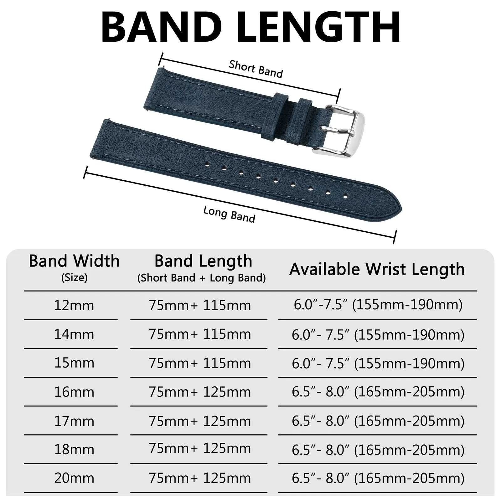 BISONSTRAP Cinturino in Pelle con Sgancio Rapido, 18mm, Blu (Fibbia Argento) - immagine 8