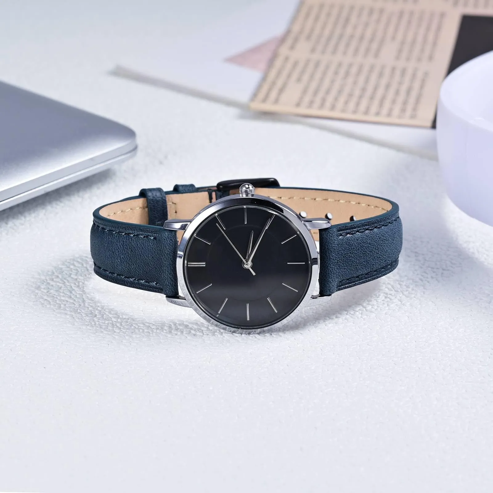 BISONSTRAP Cinturino in Pelle Sgancio Rapido, 12mm, Blu (Fibbia Argento) - immagine 6