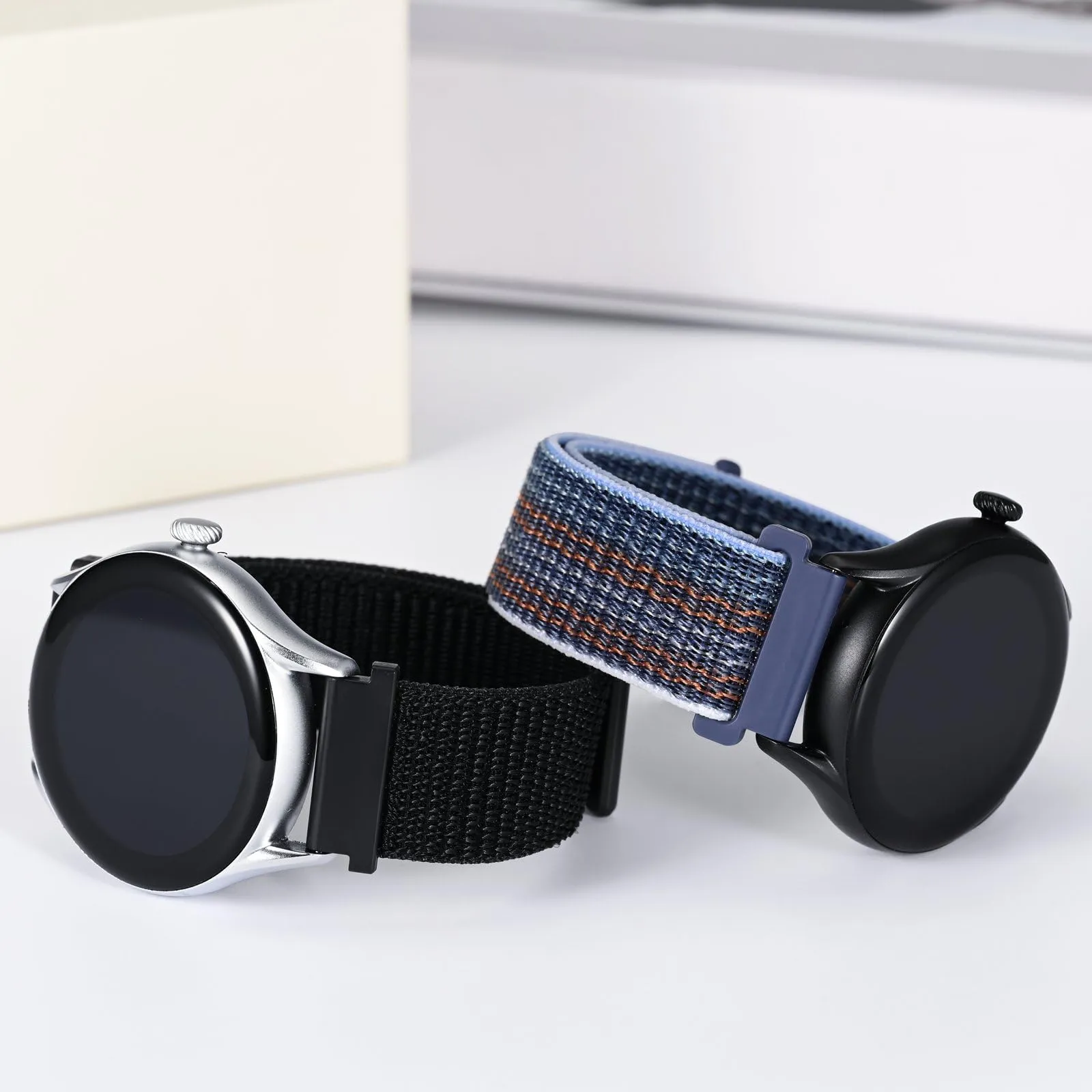 ANNEFIT Cinturino in Nylon 18mm, 2 Pezzi Regolabile a Sgancio Rapido (Nero e Blu Tempesta) - immagine 2