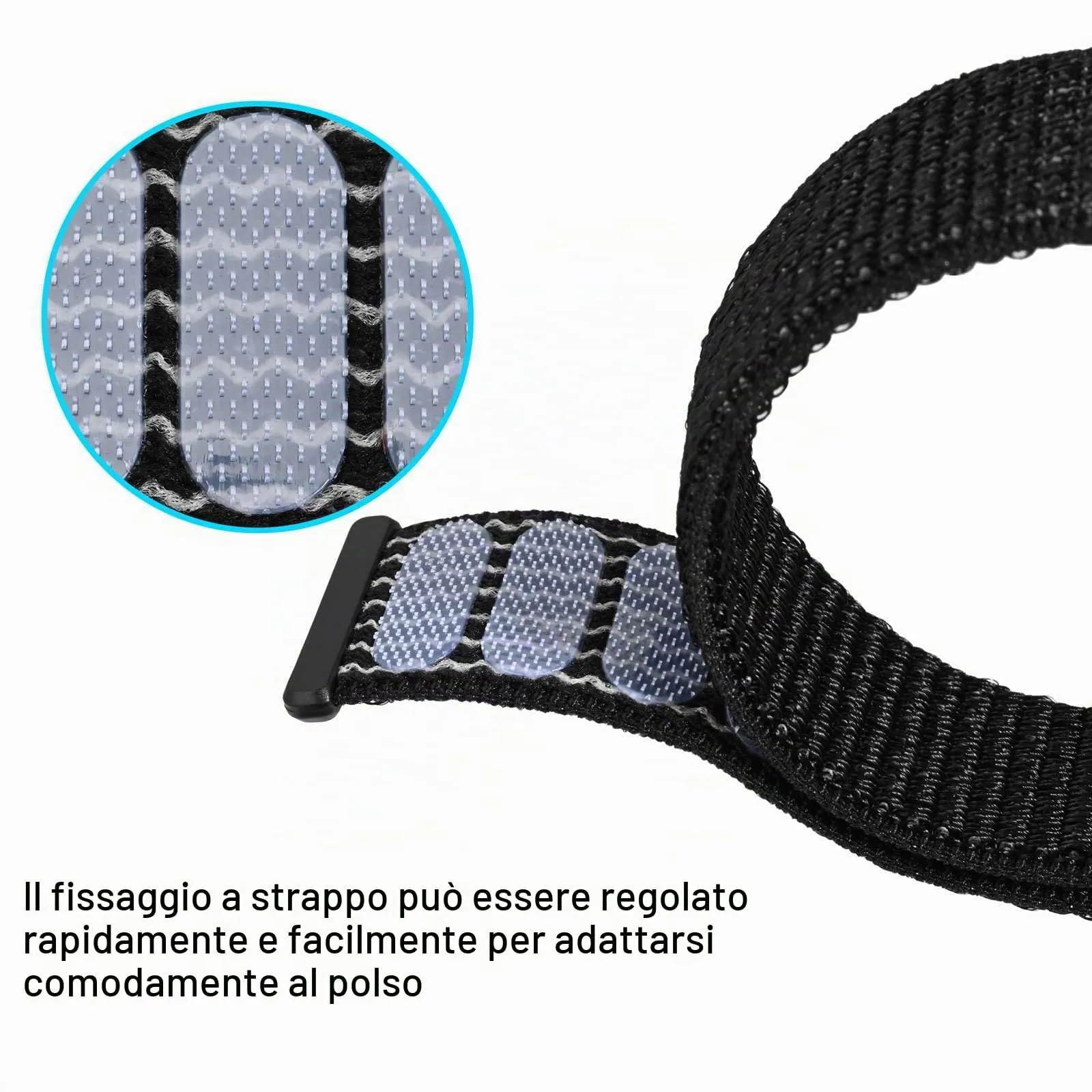 ANNEFIT Cinturino in Nylon 24mm, 2 Pezzi Regolabile Sport a Sgancio Rapido (Nero e Nero Riflettente) - immagine 3