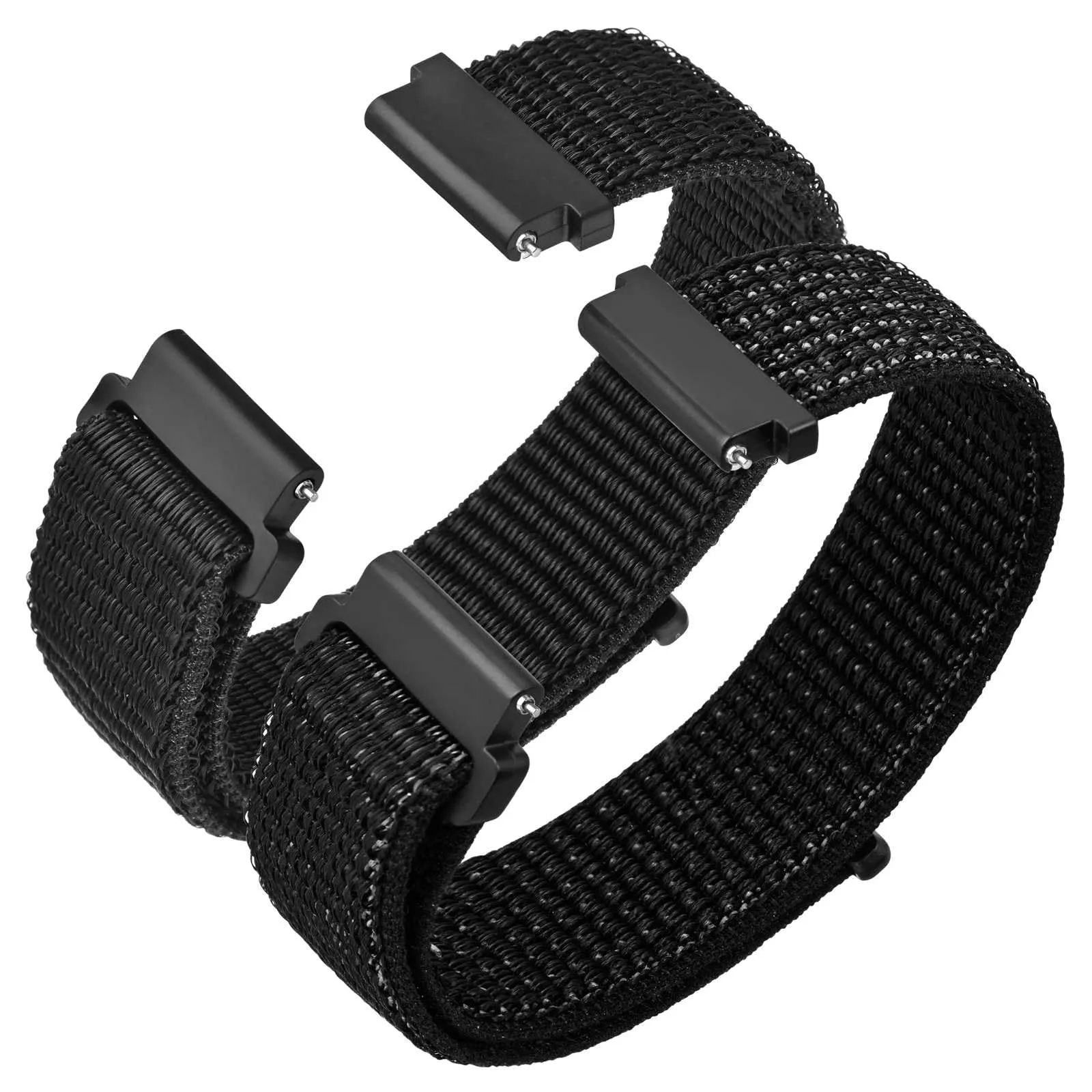 ANNEFIT Cinturino in Nylon 20mm, Set da 2 Pezzi Regolabile Sport a Sgancio Rapido (Nero e Nero Riflettente) - immagine 1